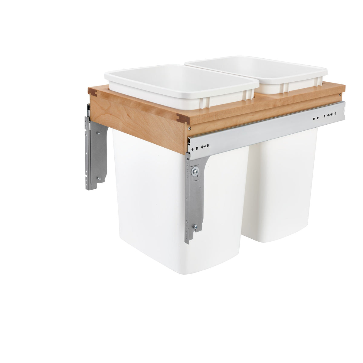 Wood Top Mount Pullout Double Waste Container For Full-Height Cabinets