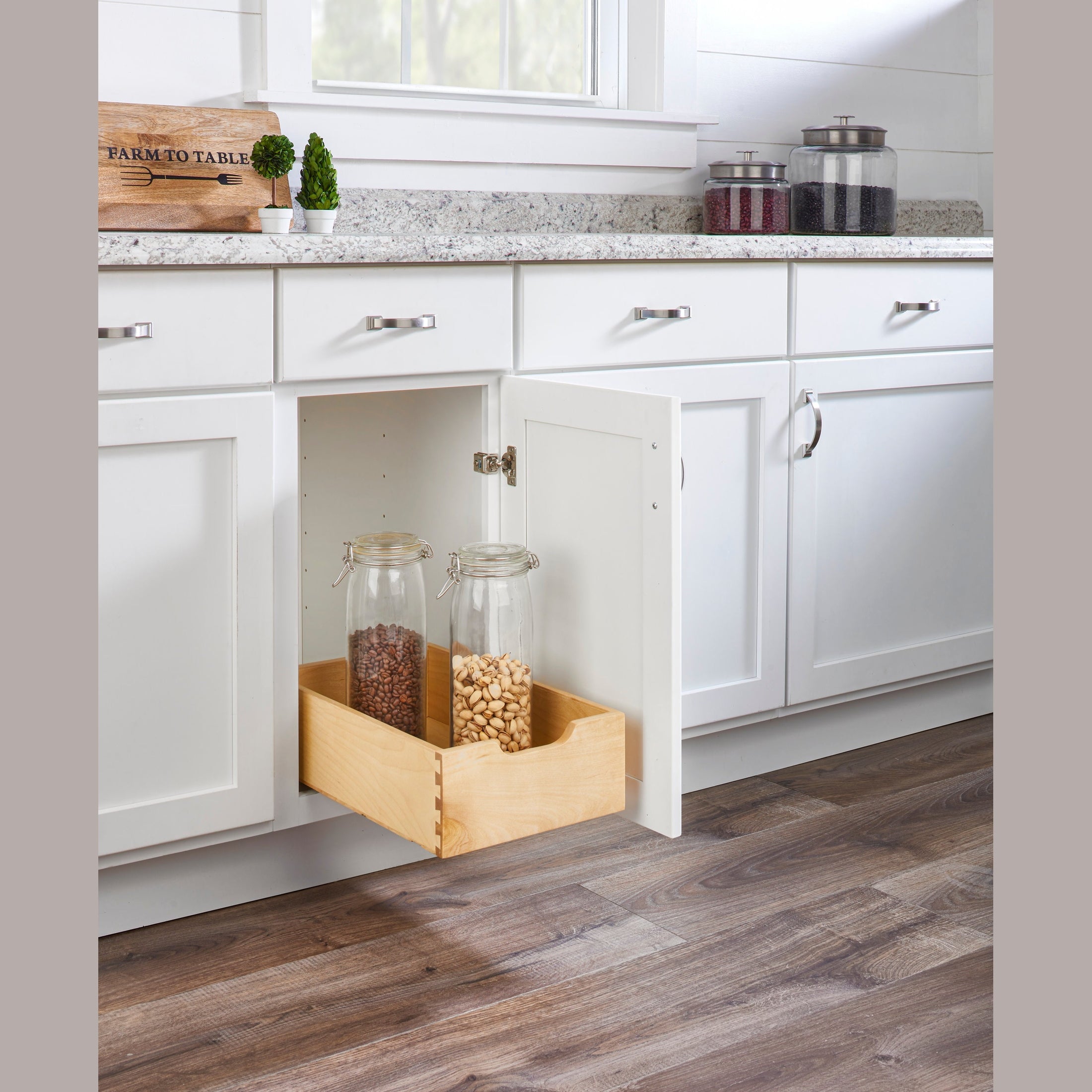 Reduced Depth Wood Pullout Drawer Box w/ BLUM Soft-Close for 15" Base Cabinets