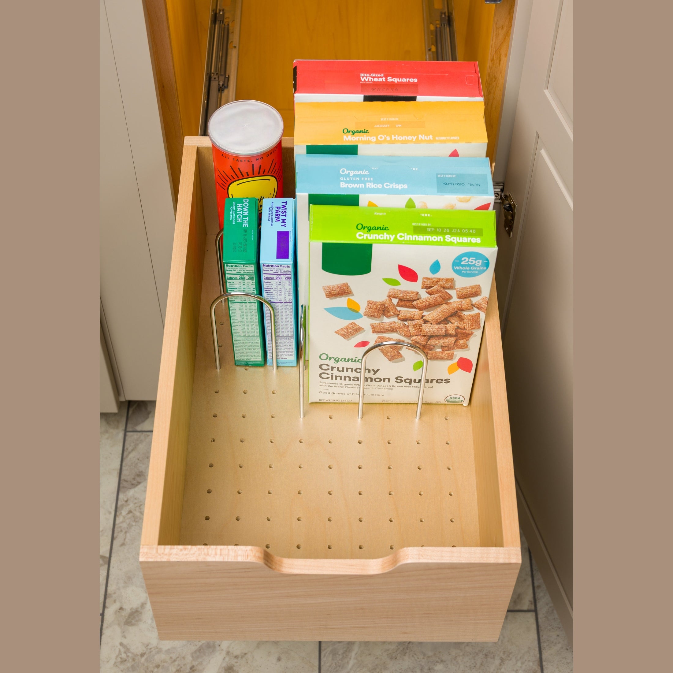 Tall Wood Pilaster Accessory Drawer w/ BLUM Soft-Close for 18" Base Cabinets