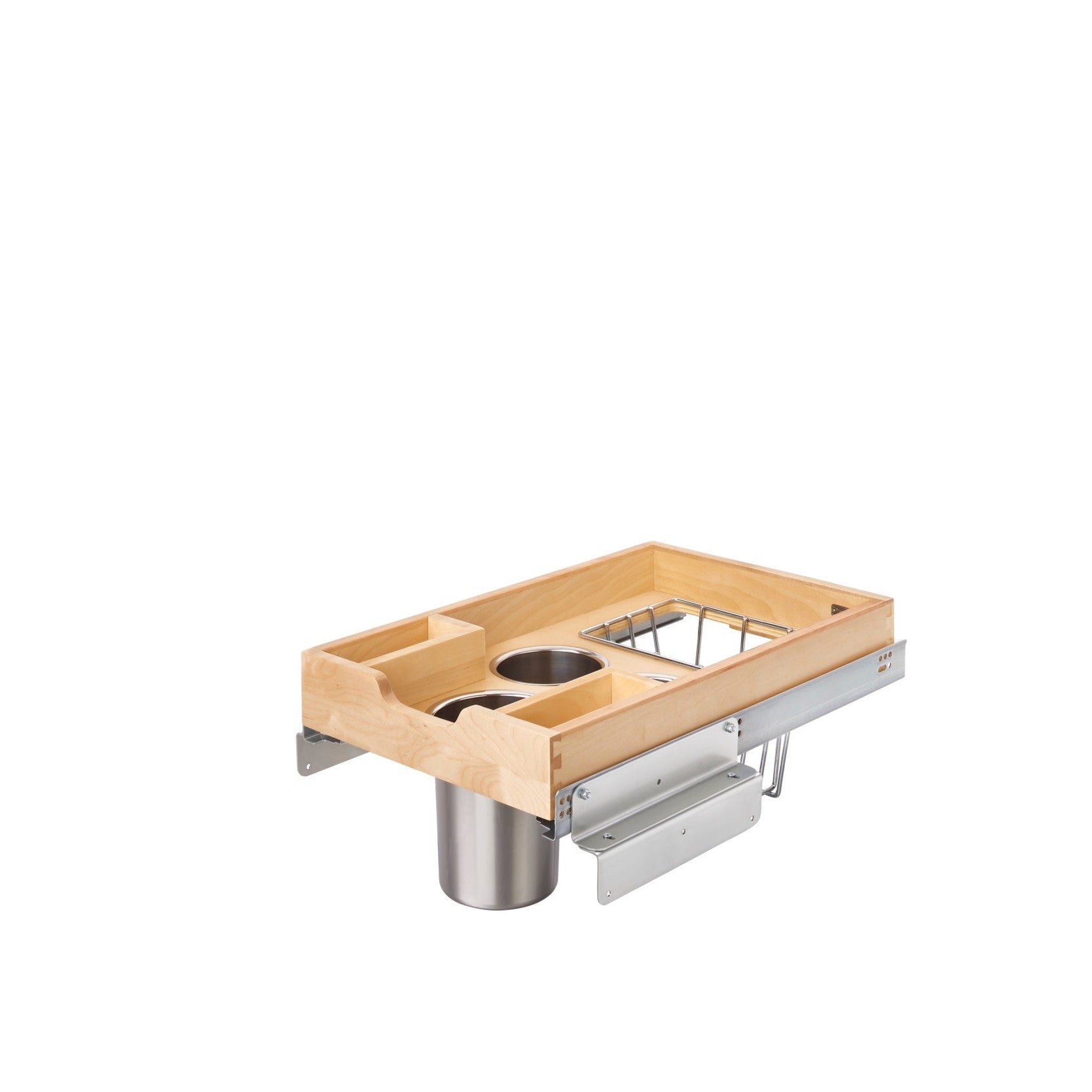 18" Wood Base Cabinet Side-Mount Utensil Pullout w/ BLUM Soft-Close Slides
