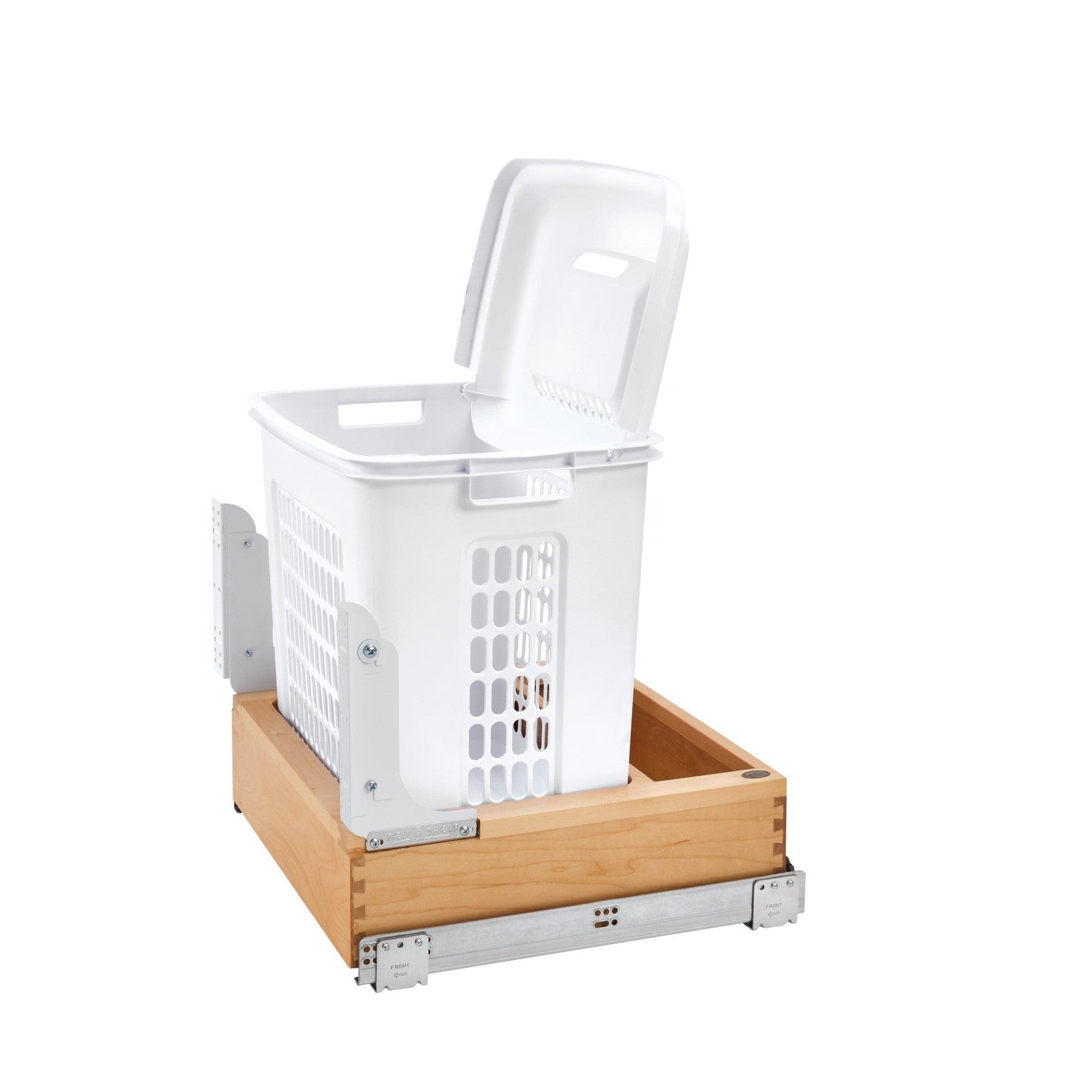 Natural Maple Bottom Mount Hamper Pullout w/ Blumotion Soft-Close for 24" Vanity/Closet Base Cabinets