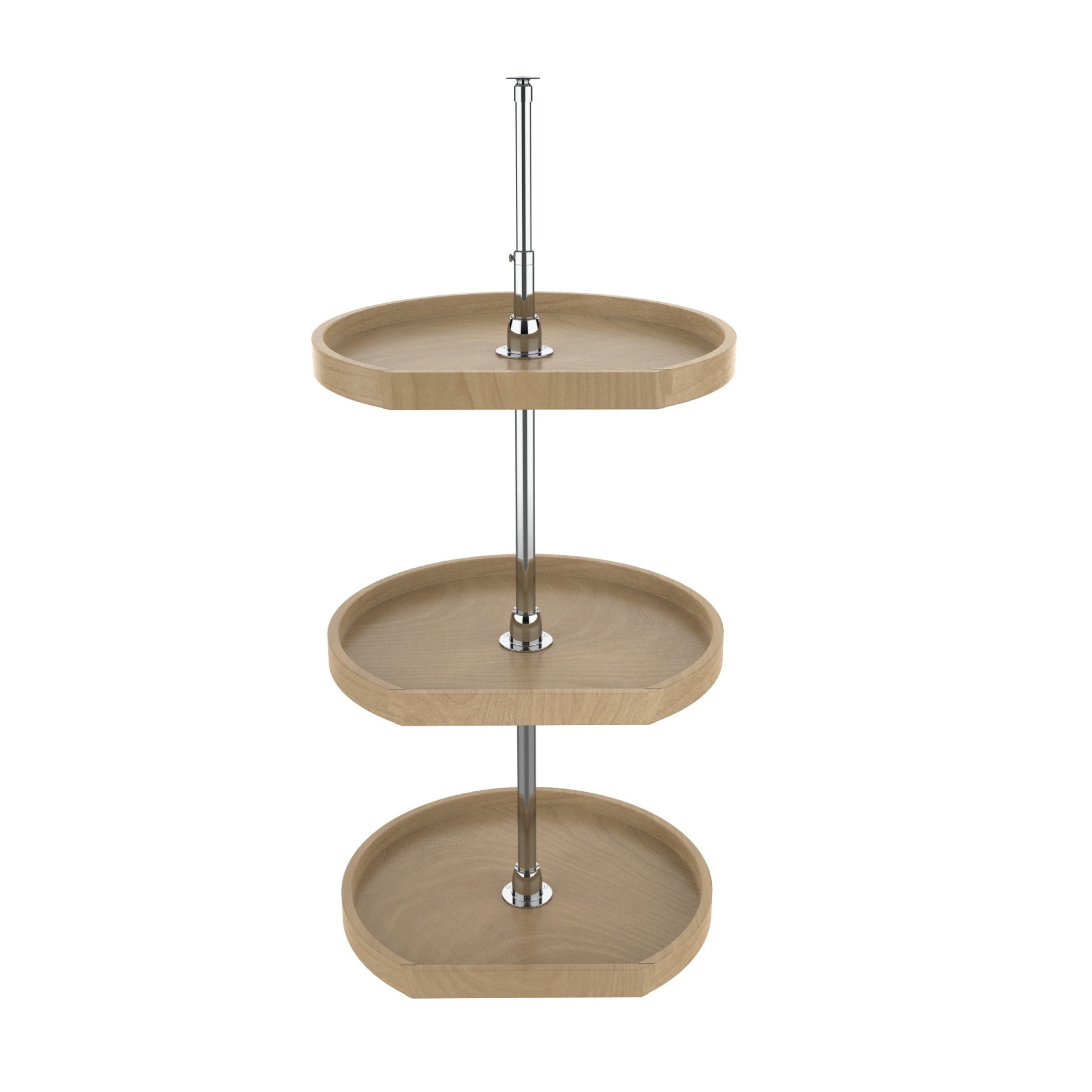20" Maple D-Shaped 3-Shelf Lazy Susan for Corner Wall Cabinets