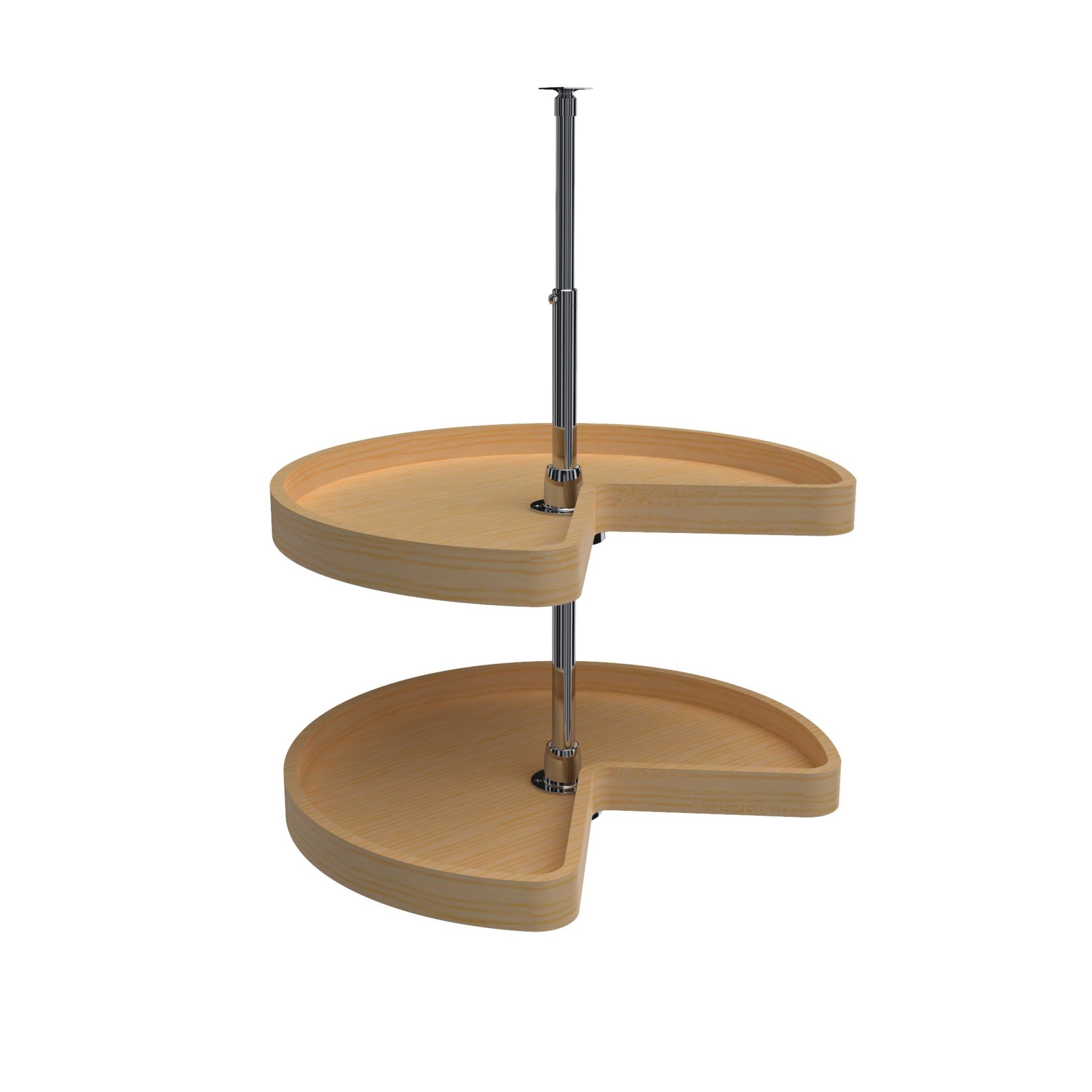 Wood Kidney-Shaped 2-Shelf Lazy Susans for Corner Base Cabinets