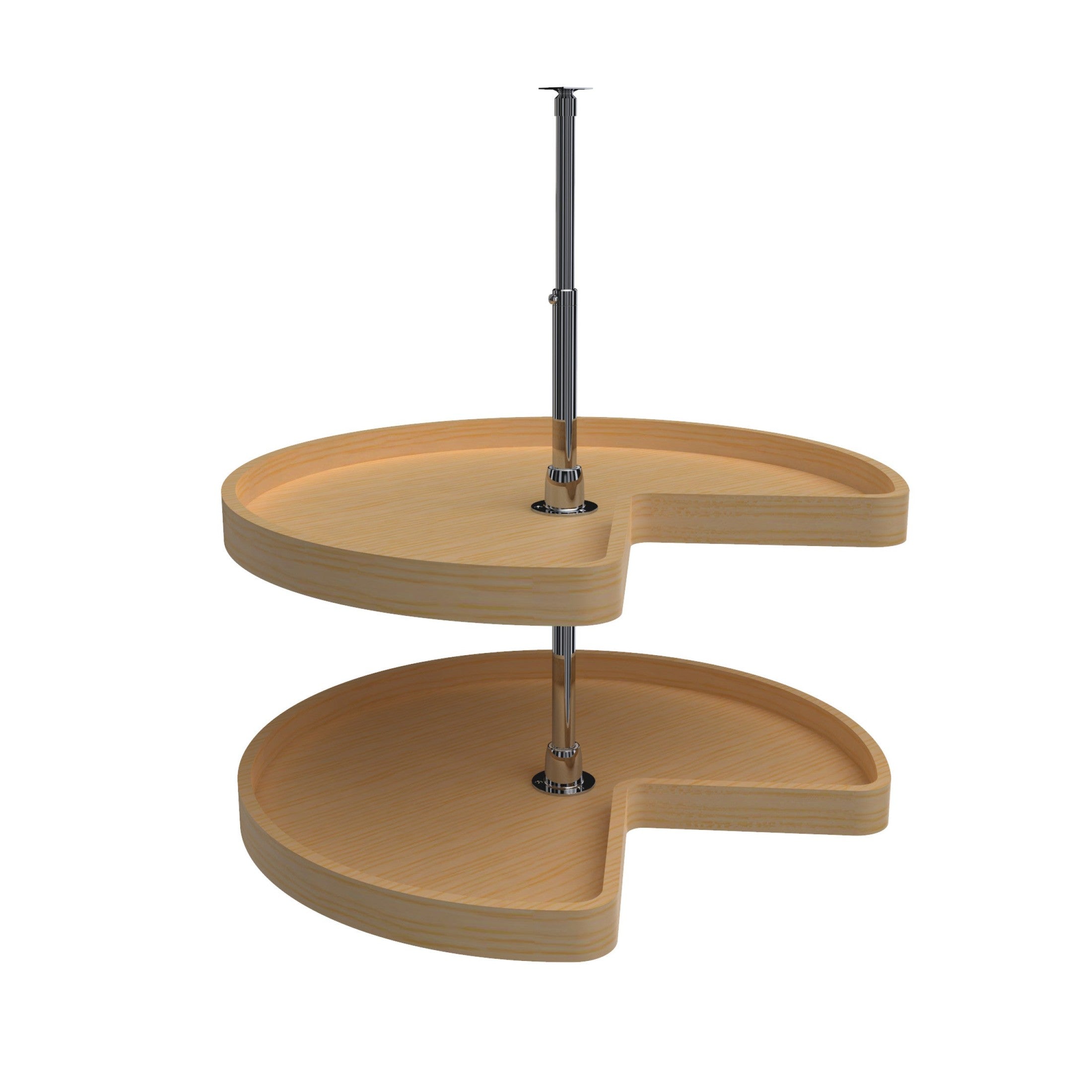 Wood Kidney-Shaped 2-Shelf Lazy Susans for Corner Base Cabinets