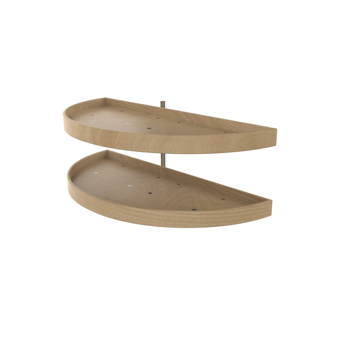 38" Maple Two-Tier Half-Moon Optimizer w/ Pivot and Slide Hardware for 18" Blind Corner Cabinet Openings
