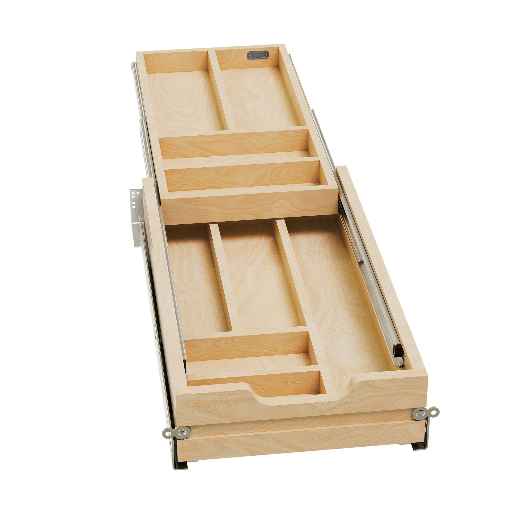 REV-A-SHELF 4WTCD-15HSC-1 Maple Two-Tier Cutlery Replacement Drawer System w/ BLUM Soft-Close for 15" Base Cabinets