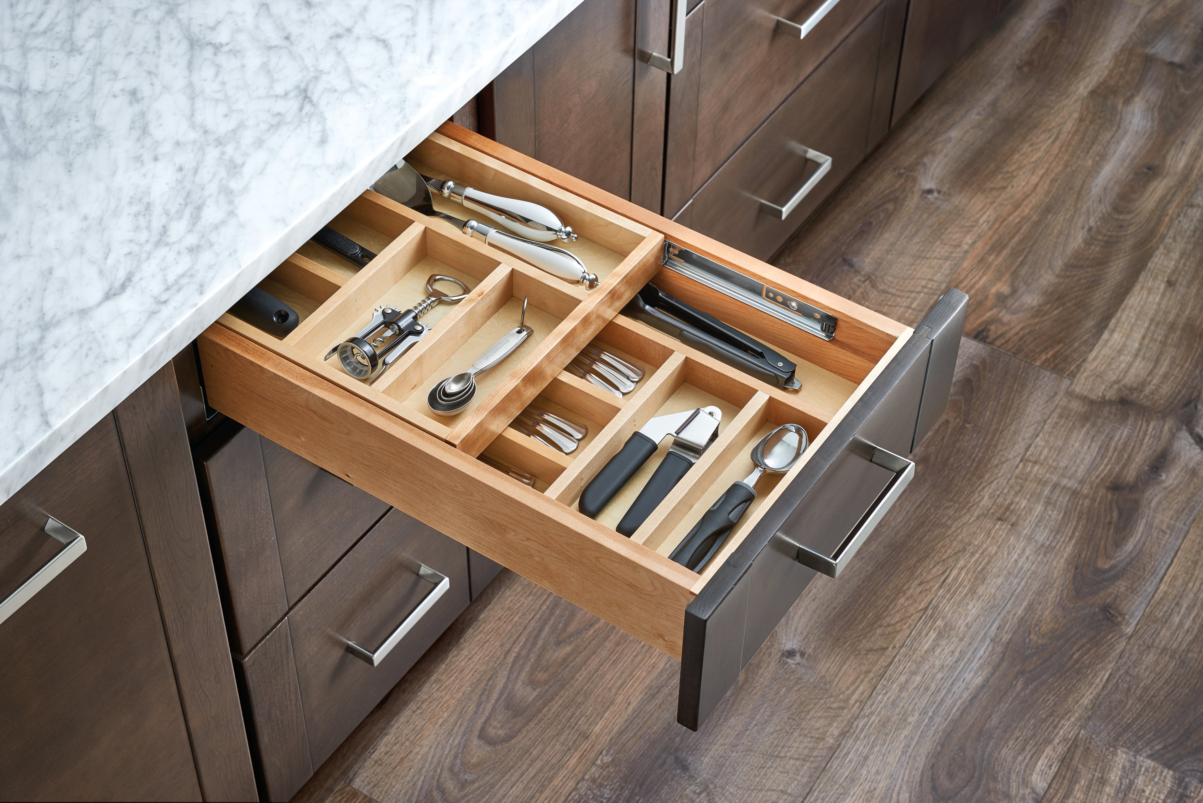 REV-A-SHELF 4WTCD-18H-1 Maple Two-Tier Cutlery Replacement Drawer System for 18" Base Cabinets (No Slides)