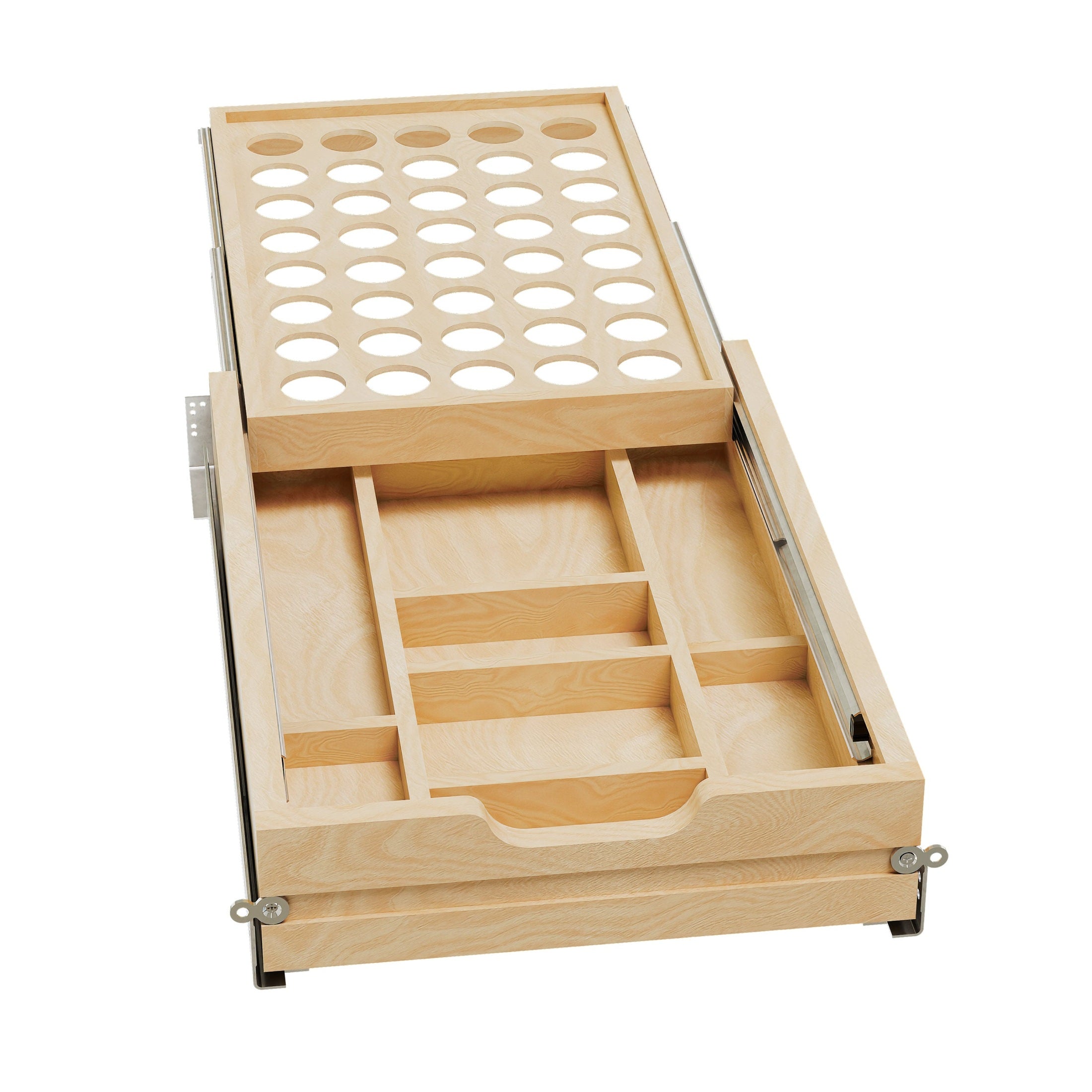 REV-A-SHELF 4WTCD-18HSC-KCUP-1 Natural Maple Tiered K-Cup Drawer for 18" Face Frame BCD w/ Slides