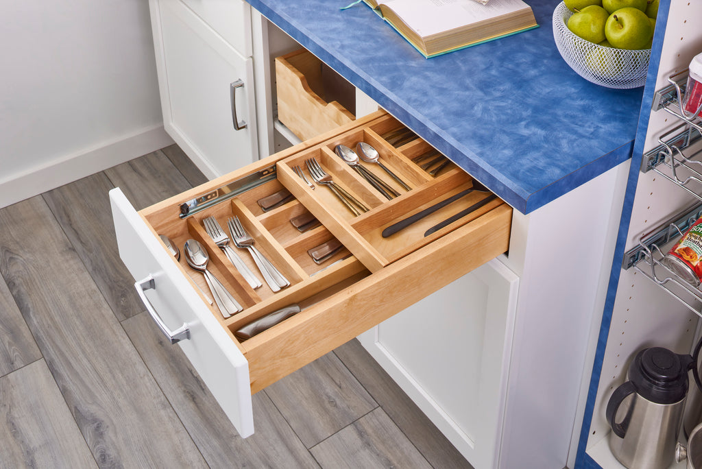 REV-A-SHELF 4WTCD-21H-1 Maple Two-Tier Cutlery Replacement Drawer System for 21" Base Cabinets (No Slides)