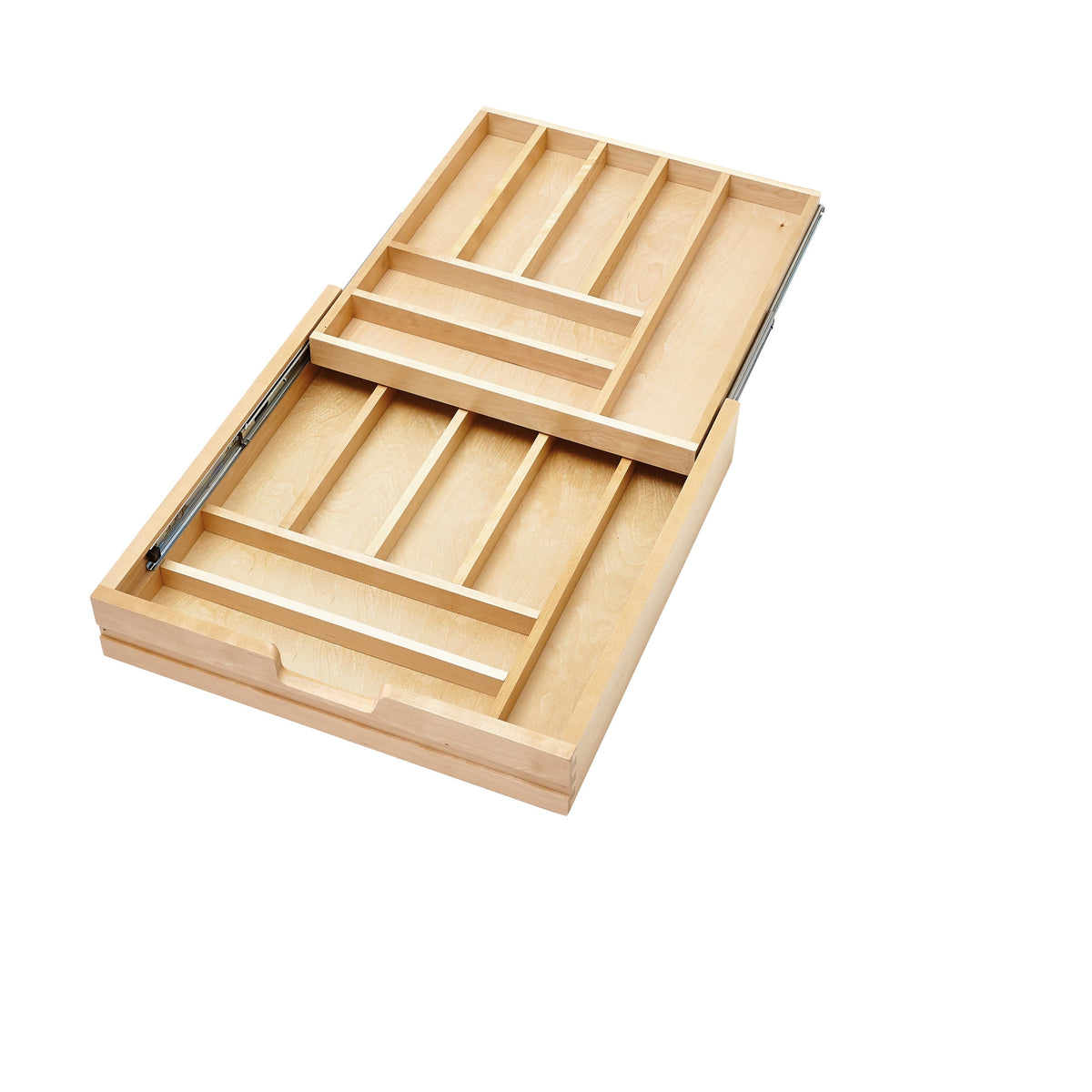 REV-A-SHELF 4WTCD-24H-1 Maple Two-Tier Cutlery Replacement Drawer System for 24" Base Cabinets (No Slides)