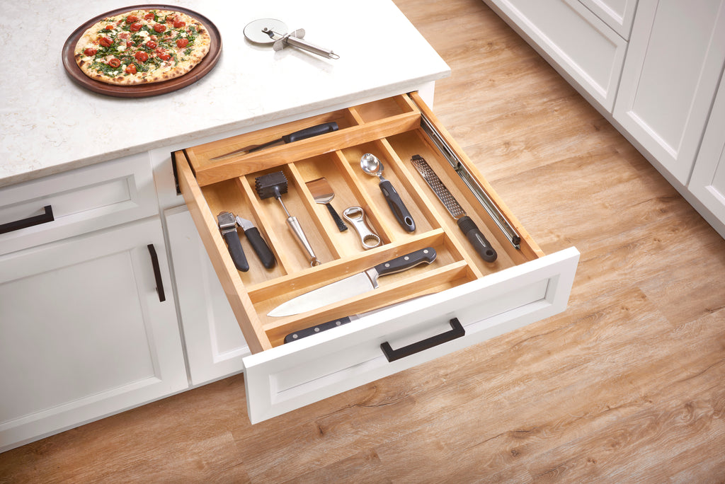 REV-A-SHELF 4WTCD-24H-1 Maple Two-Tier Cutlery Replacement Drawer System for 24" Base Cabinets (No Slides)