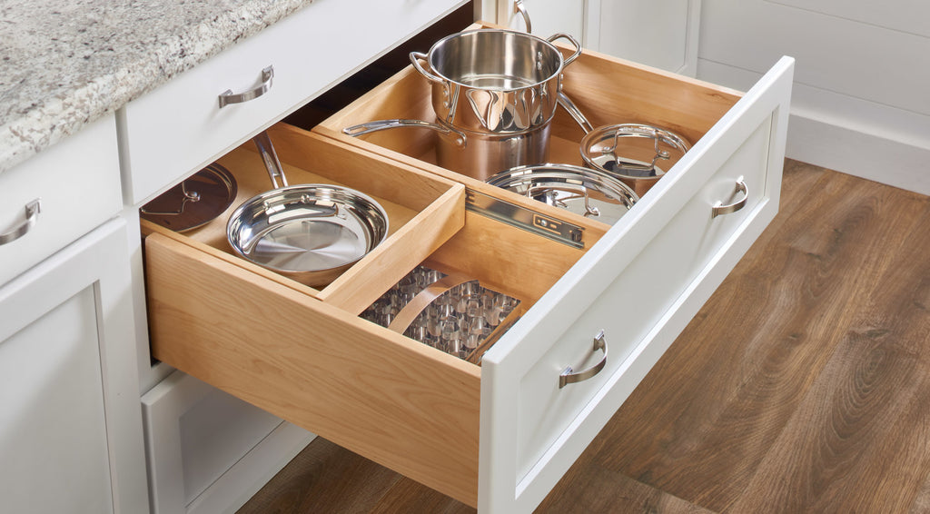 REV-A-SHELF 4WTCDD-724HFLSC-1 Maple Two-Tier Replacement Deep Drawer System w/ BLUM Soft-Close for 30" Frameless Base Cabinets