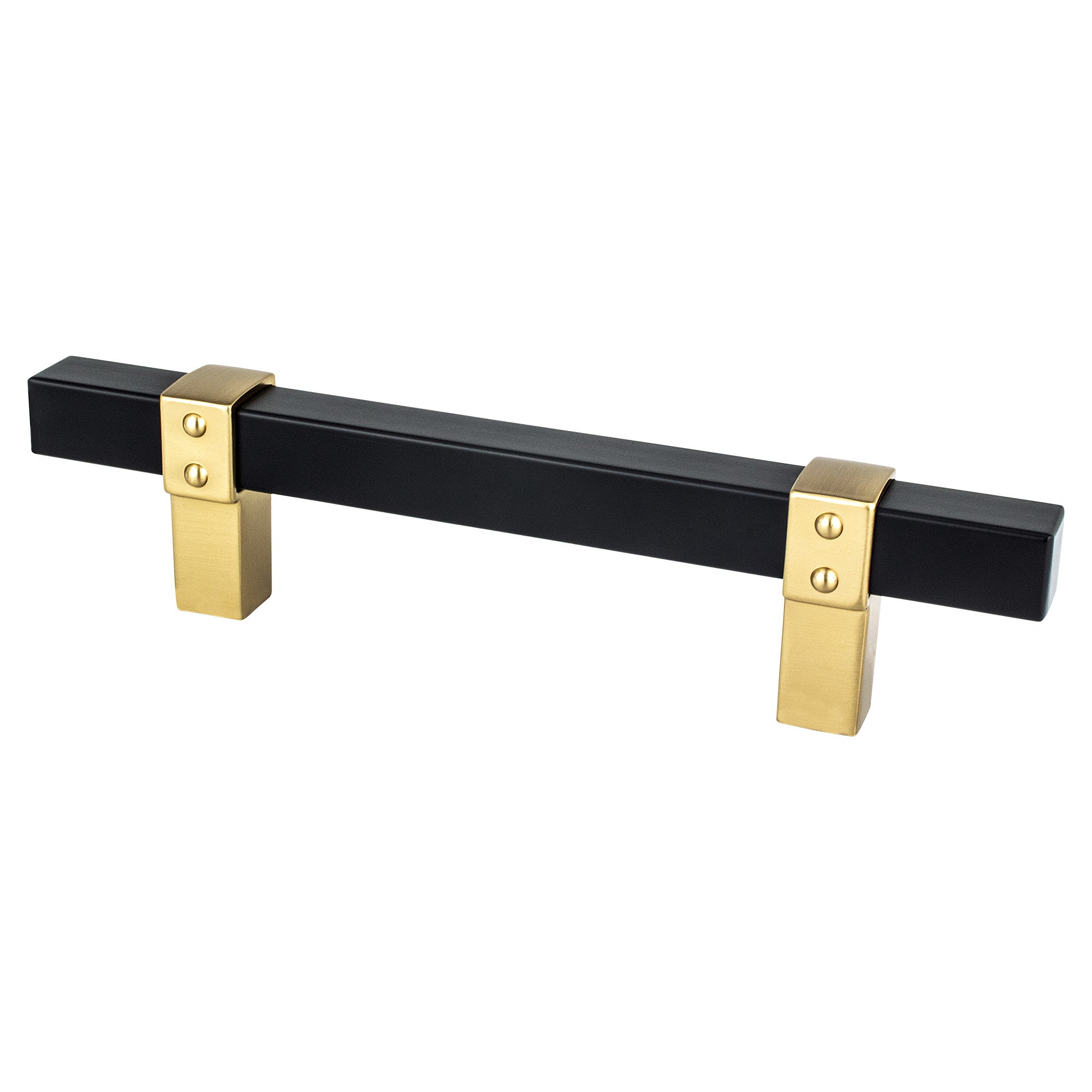 Berenson Rivet Rebel 3-25/32"(96mm) Pull, Matte Black and Modern Brushed Gold