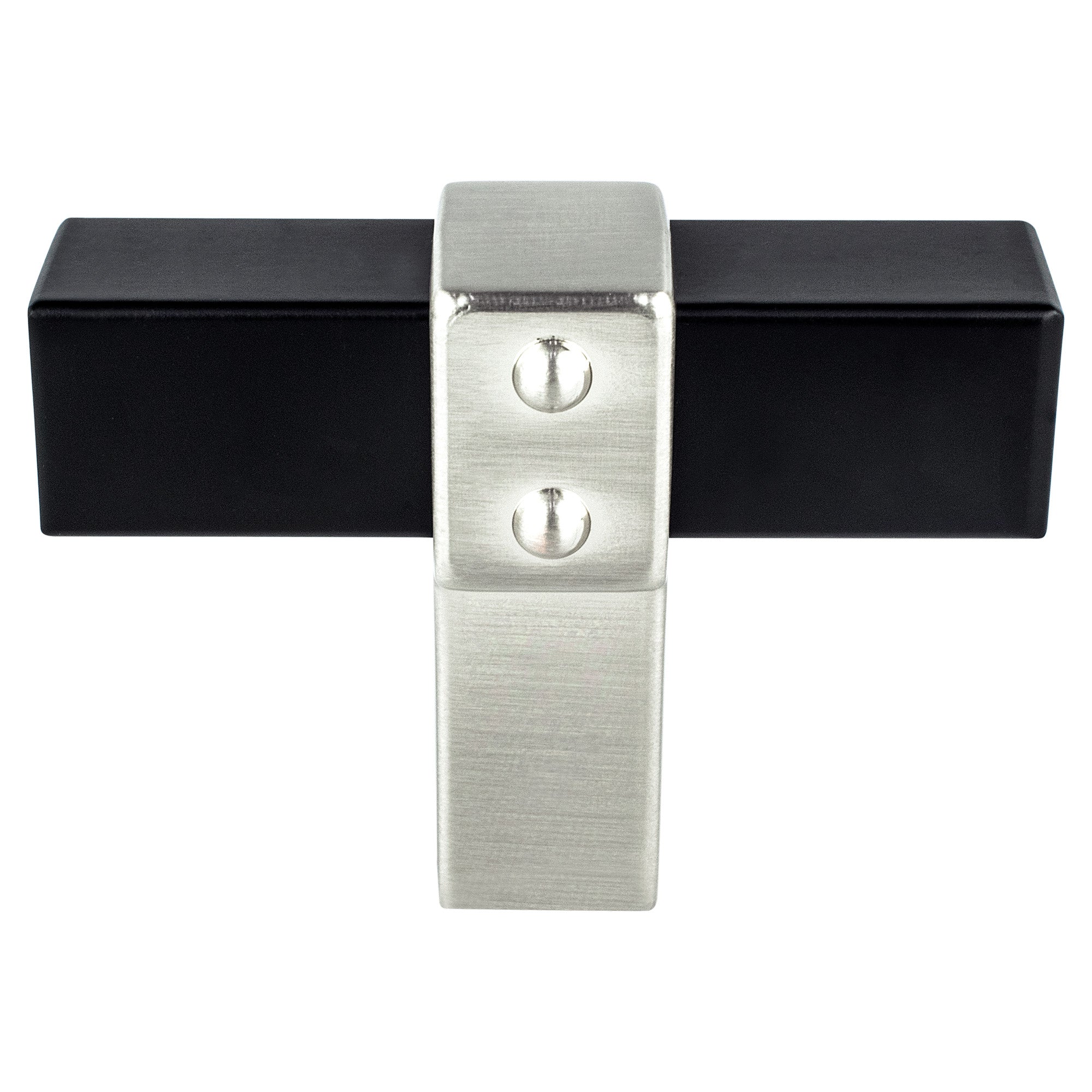 Berenson Rivet Rebel 2"(50mm) Knob, Matte Black and Brushed Nickel
