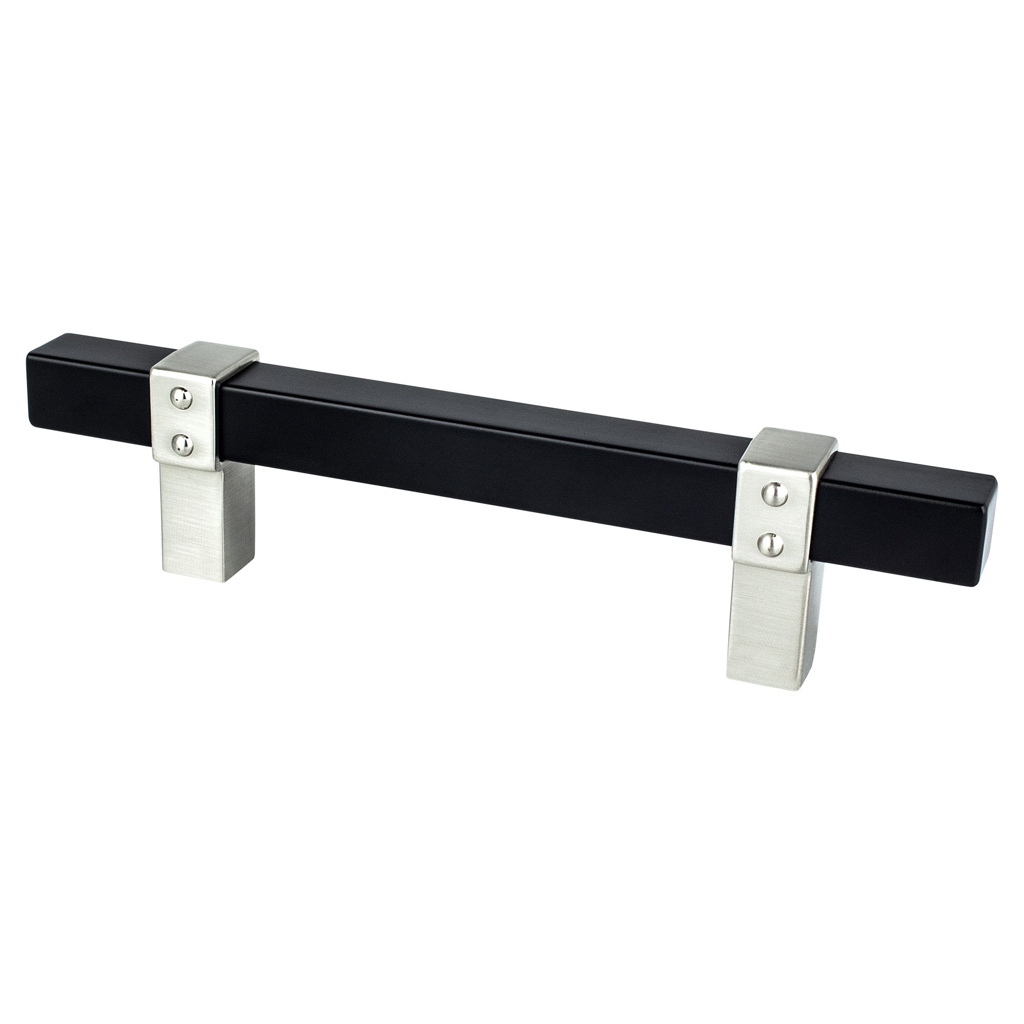 Berenson Rivet Rebel 3-25/32"(96mm) Pull, Matte Black and Brushed Nickel
