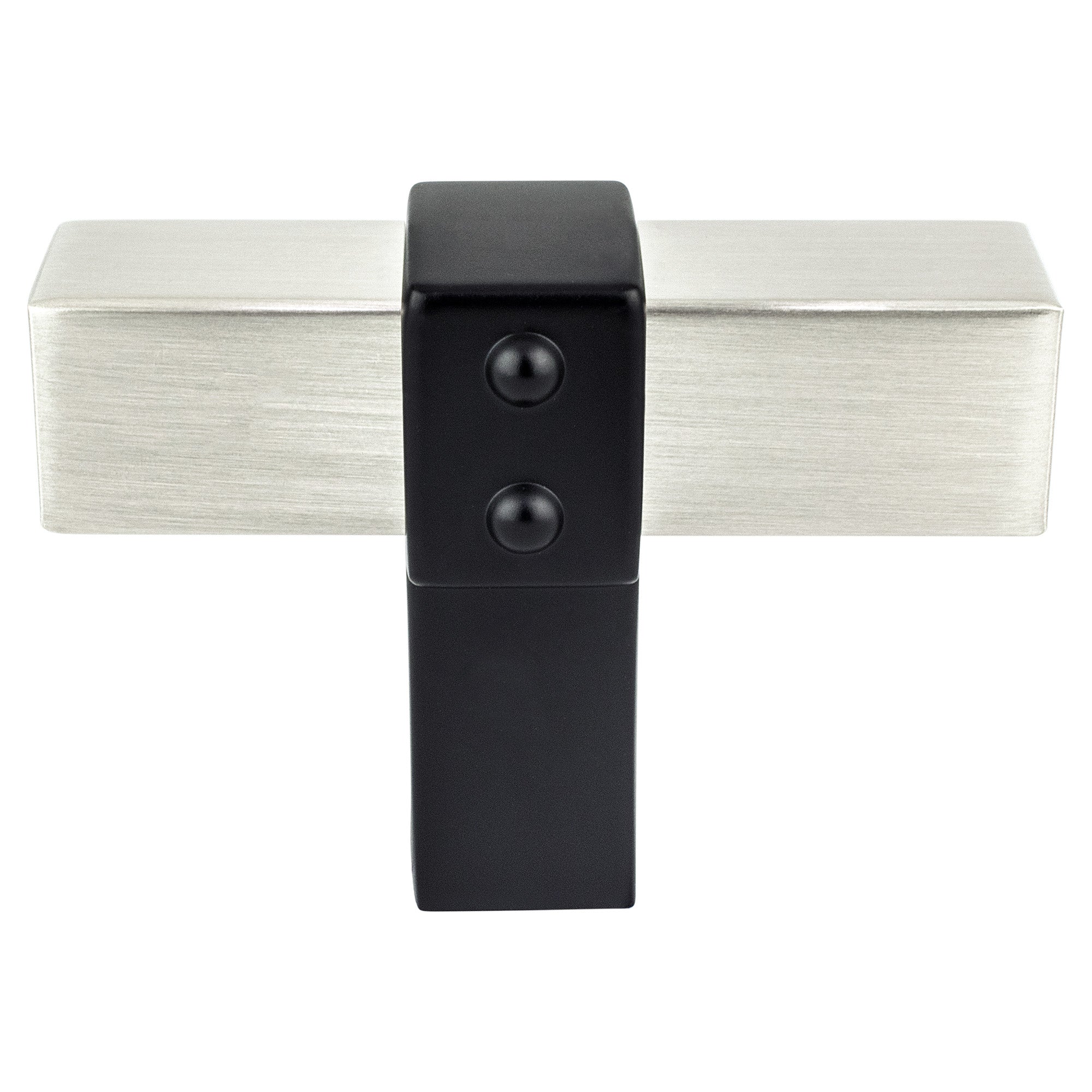 Berenson Rivet Rebel 2"(50mm) Knob, Brushed Nickel and Matte Black