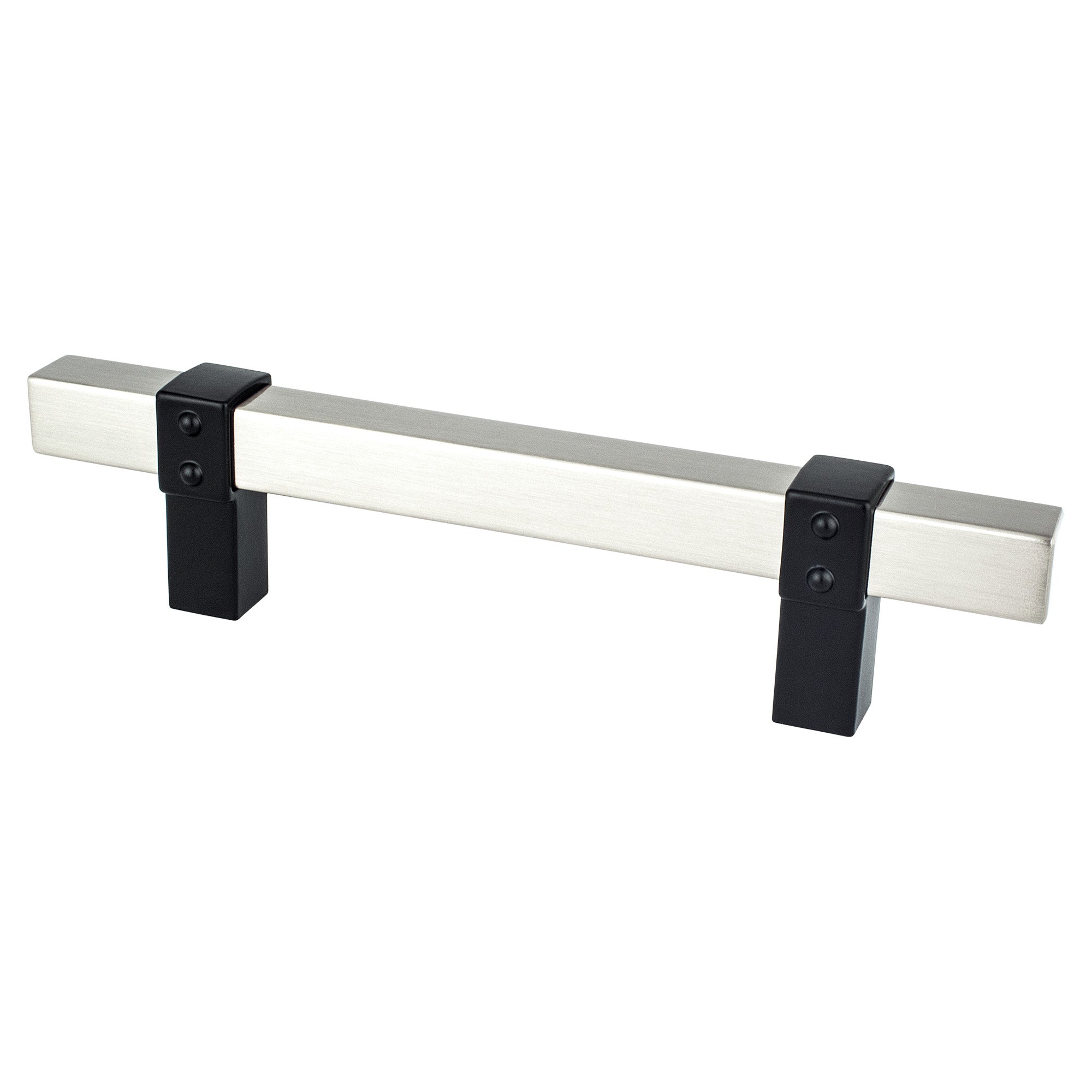 Berenson Rivet Rebel 3-25/32"(96mm) Pull, Brushed Nickel and Matte Black