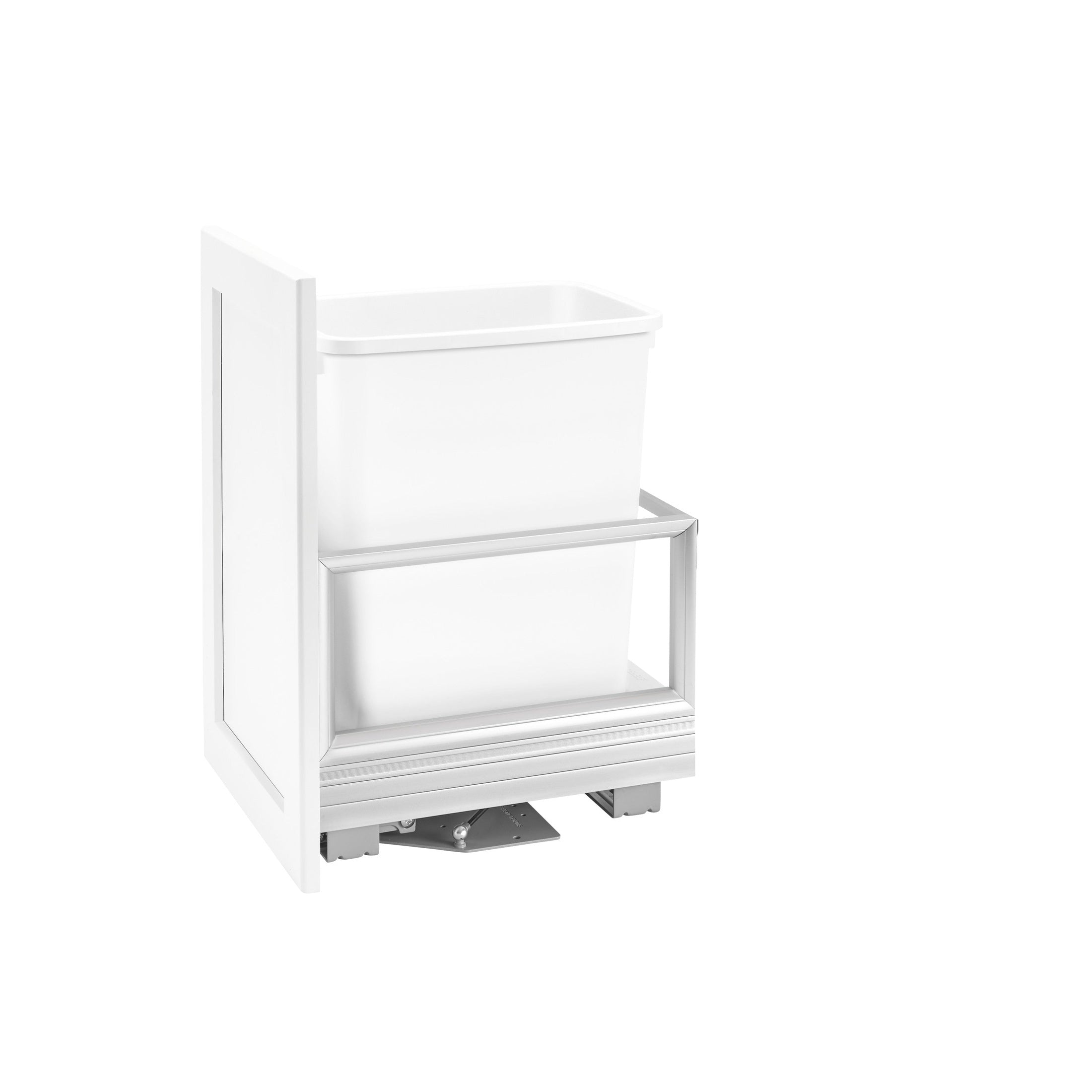 Aluminum Pullout Waste Container with Soft Open/Close for Reduced Depths