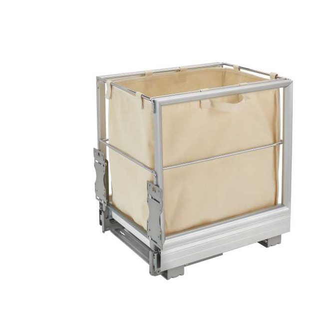 Silver Single Wire Hamper with Rev-A-Motion and Canvas Bag