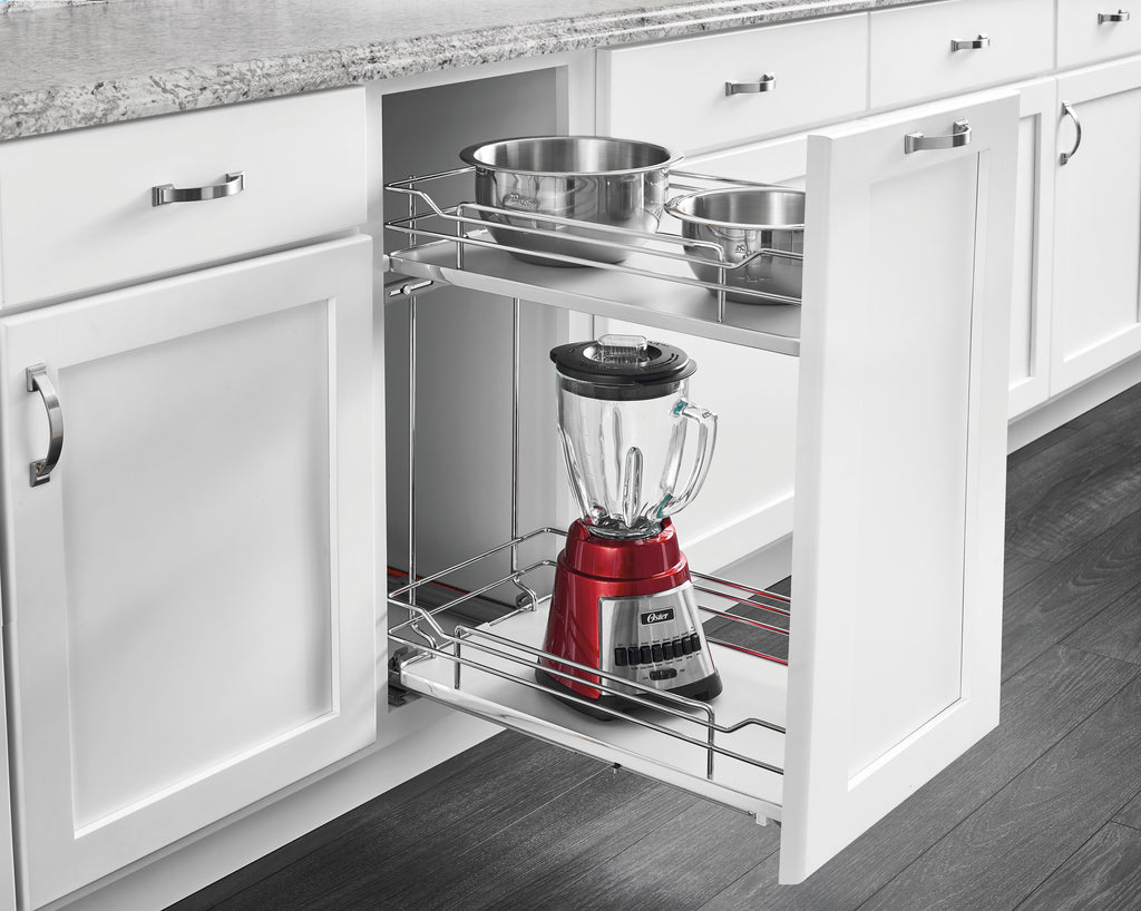 11" Two-Tier Pullout Gray Wire Organizer