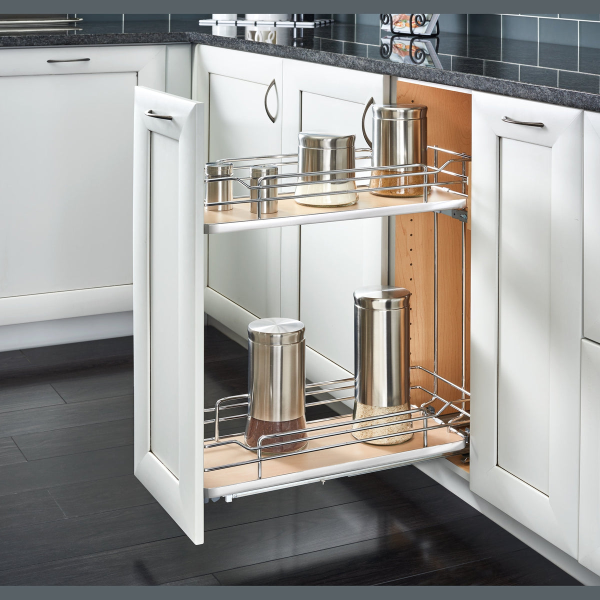 11" Two-Tier Pullout Maple Wire Organizer