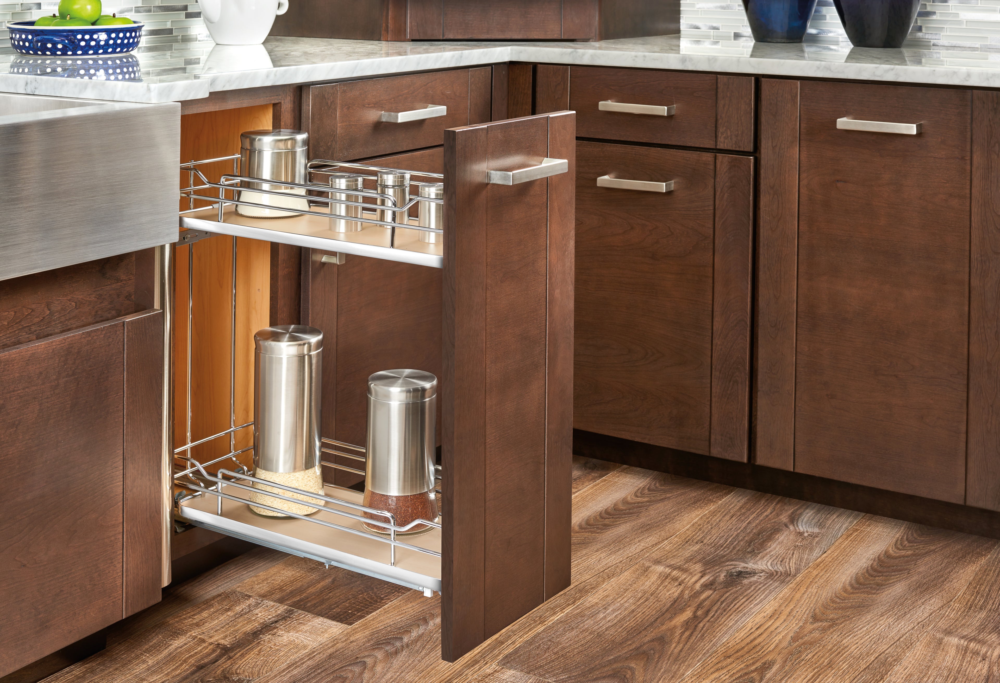 6" Two-Tier Pullout Maple Wire Organizer