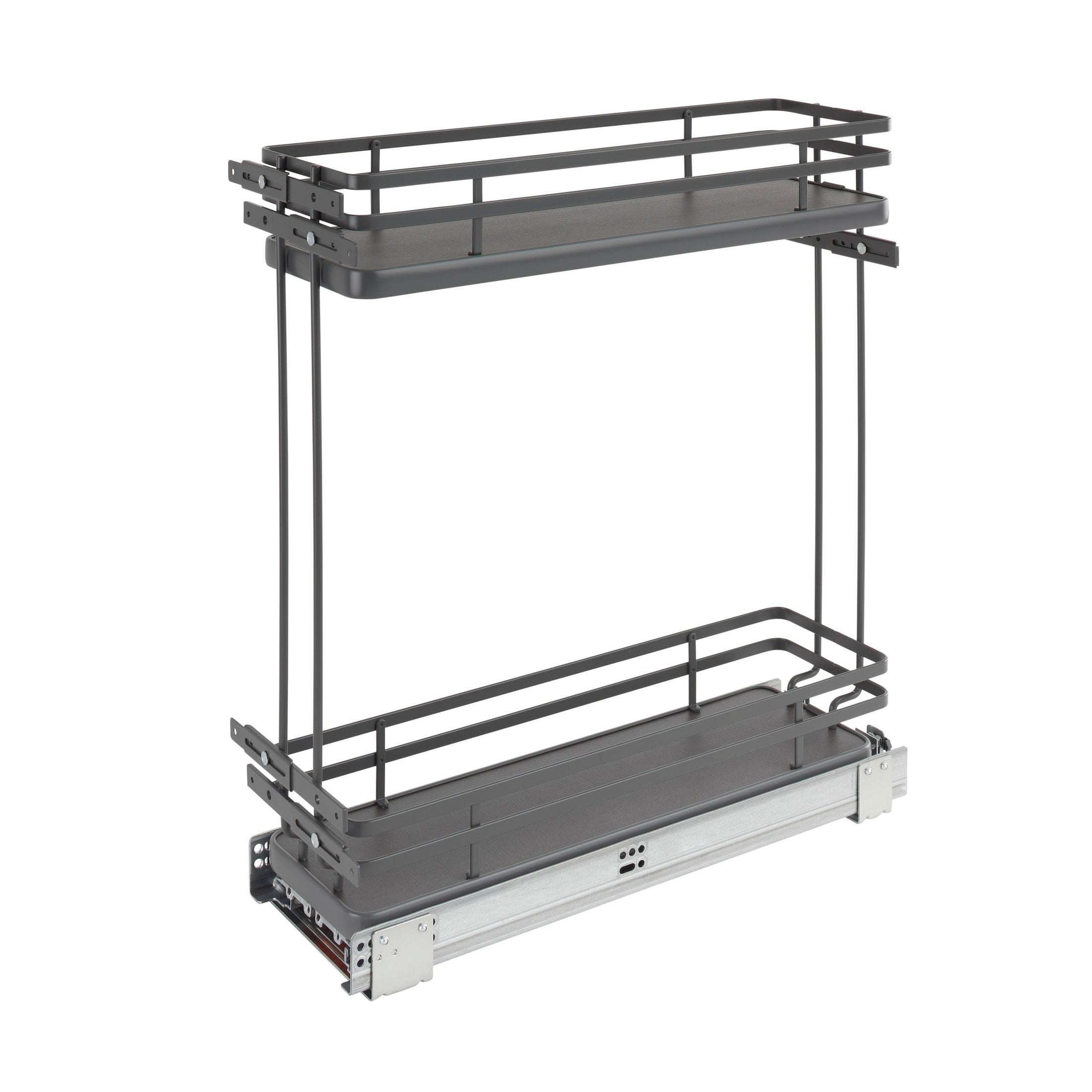 Orion Gray Solid Bottom Flat Wire Two-Tier Contemporary Base Cabinet Pullout w/ BLUMOTION Soft-Close for 9" Full-Access Base