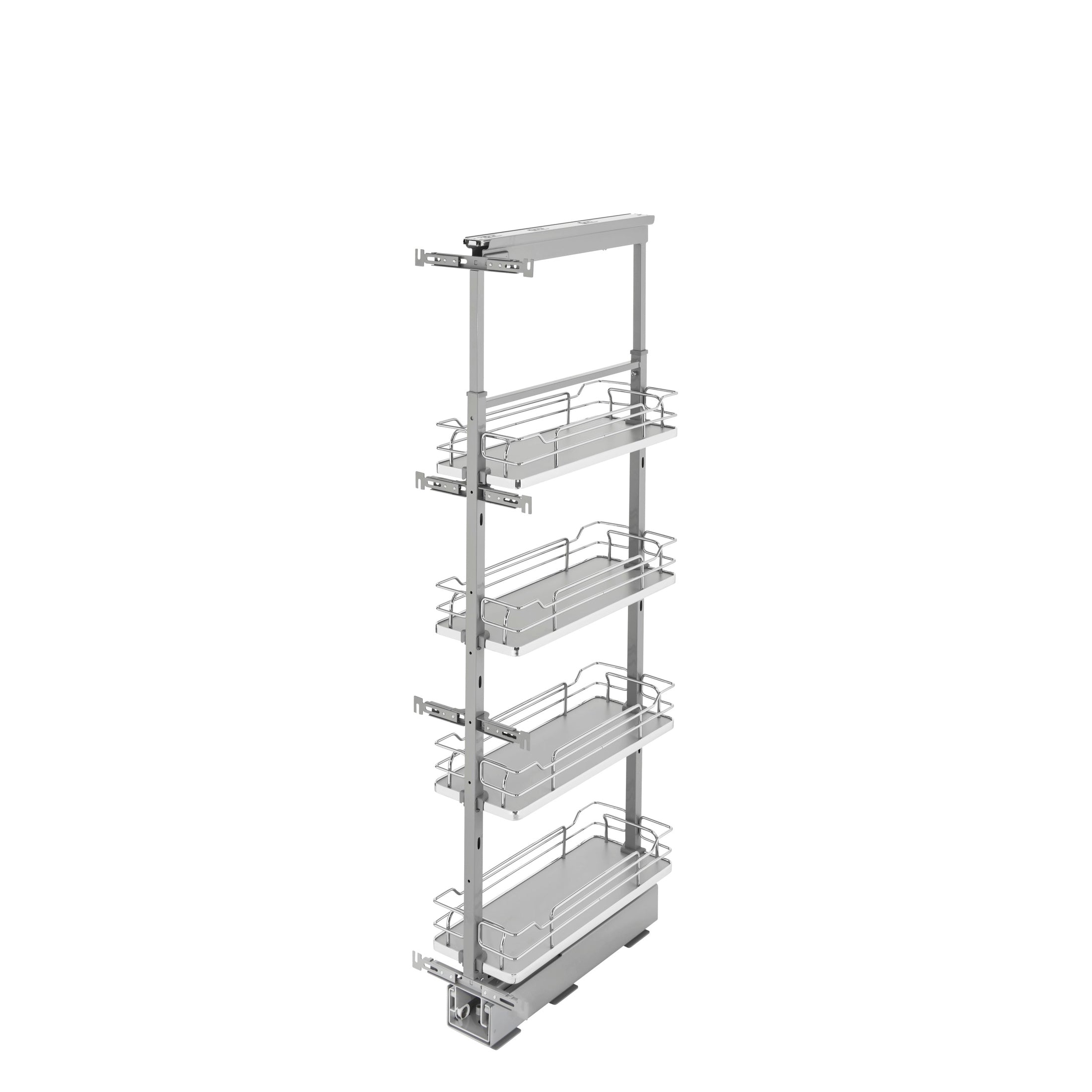 Gray Solid Bottom (4) Shelf Pullout w/ Soft-Close for 12" Face Frame Pantry w/ Height of 50-3/4" to 58-9/32"