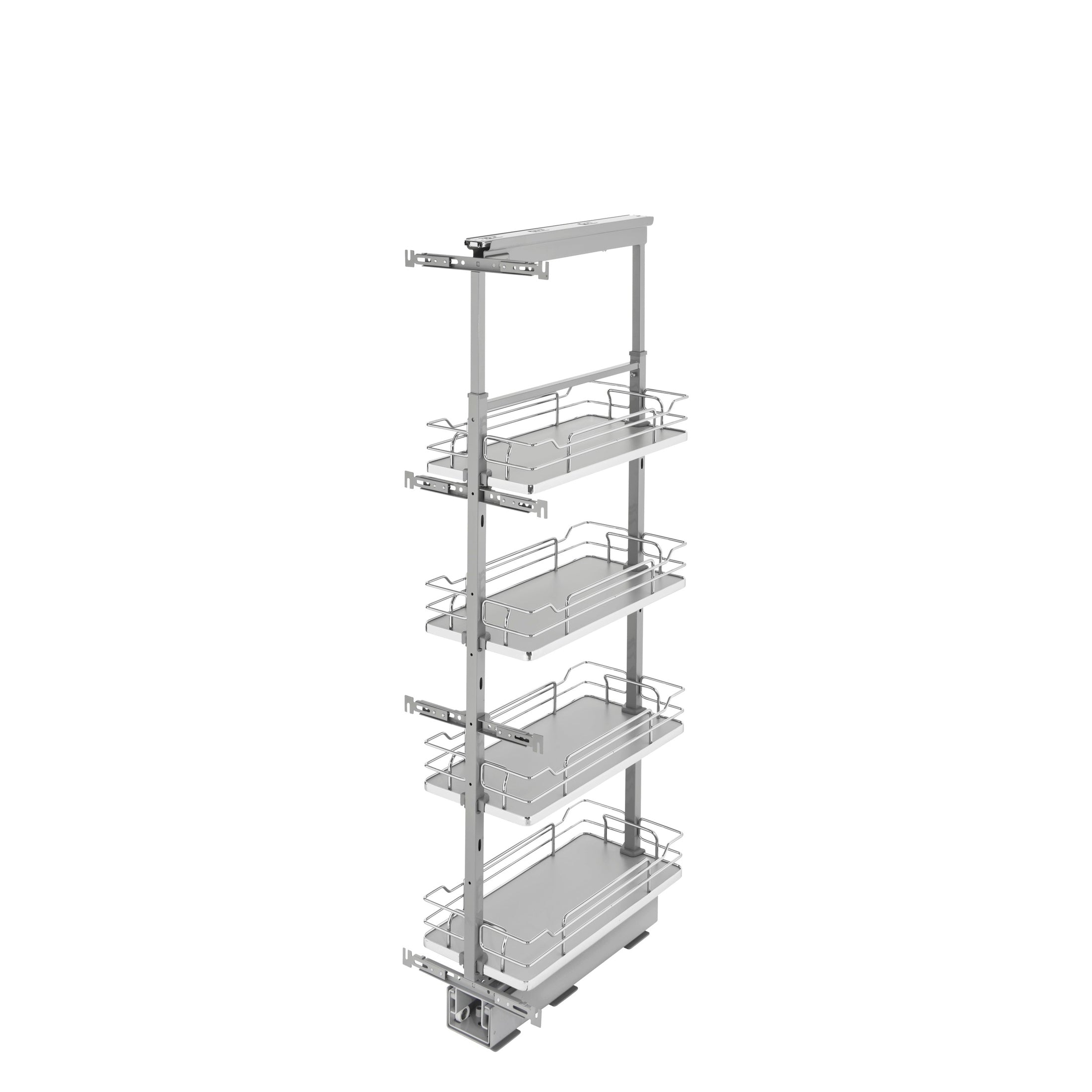 Gray Solid Bottom (4) Shelf Pullout w/ Soft-Close for 12" Full-Access Pantry w/ Height of 50-3/4" to 58-9/32"