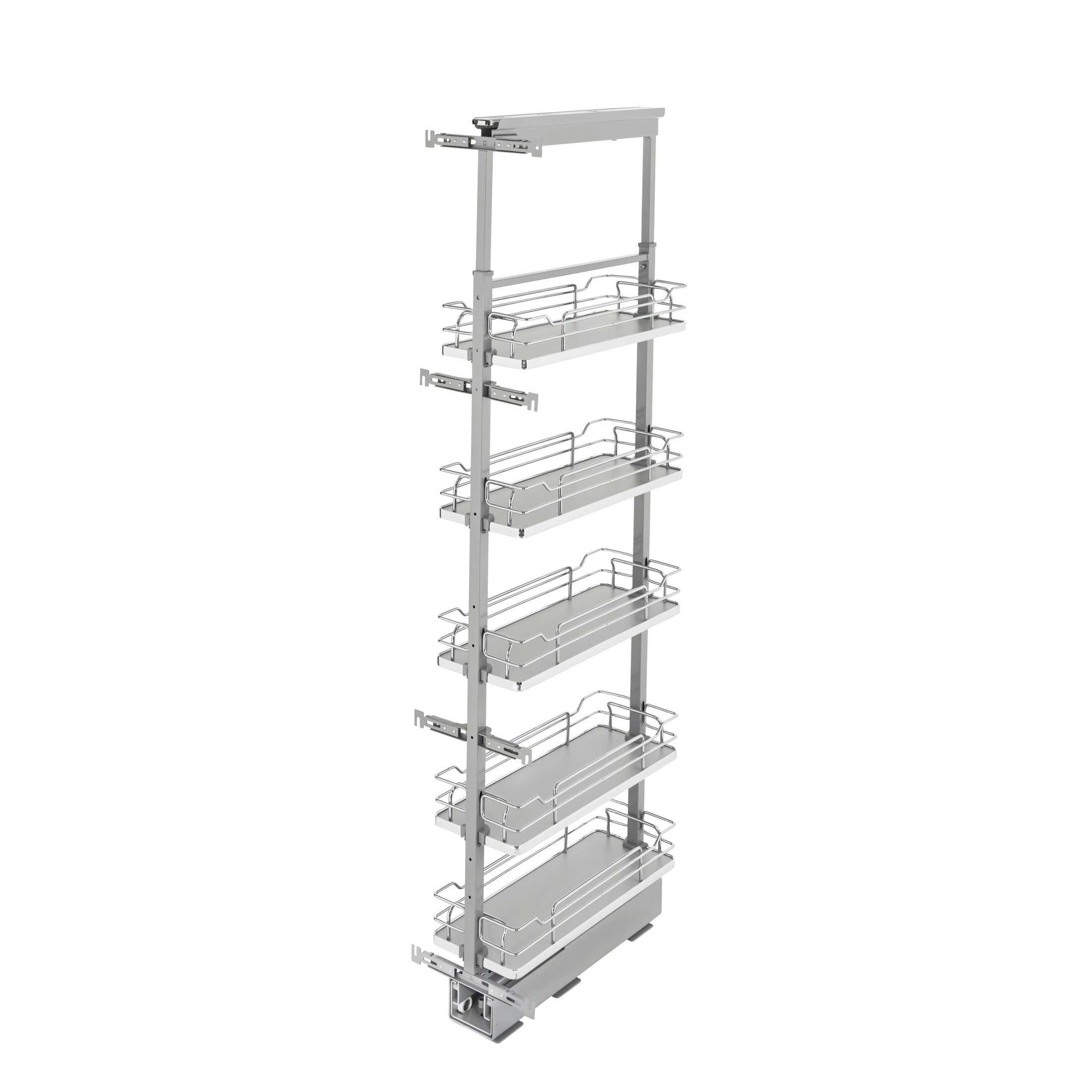 Gray Solid Bottom (5) Shelf Pullout w/ Soft-Close for 12" Full-Access Pantry w/ Height of 58-1/4" to 65-3/4"