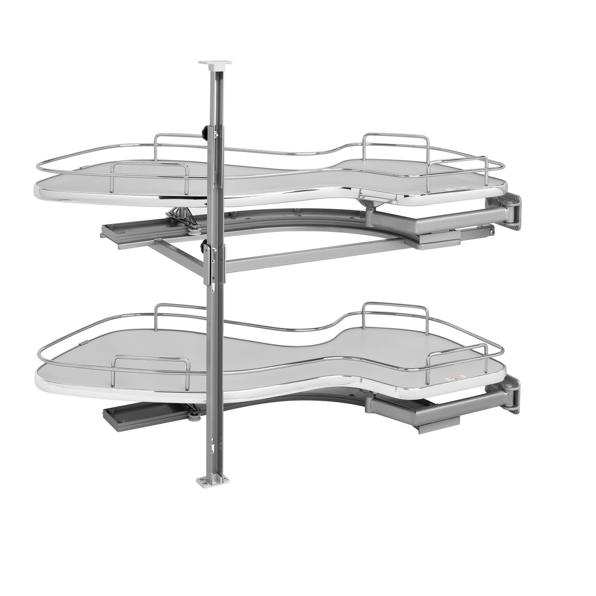 Gray Solid Bottom Chrome Wire Two-Tier "Cloud" Optimizer for 15" Right Opening/Blind Left Corner Cabinets