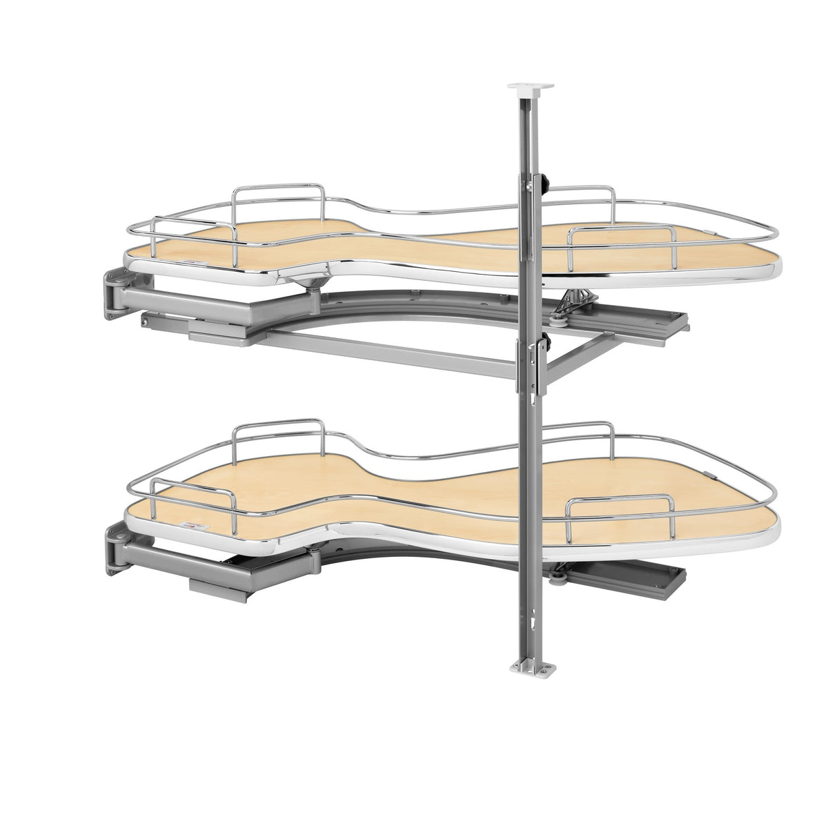 Maple Solid Bottom Chrome Wire Two-Tier "Cloud" Optimizer for 15" Left Opening/Blind Right Corner Cabinets