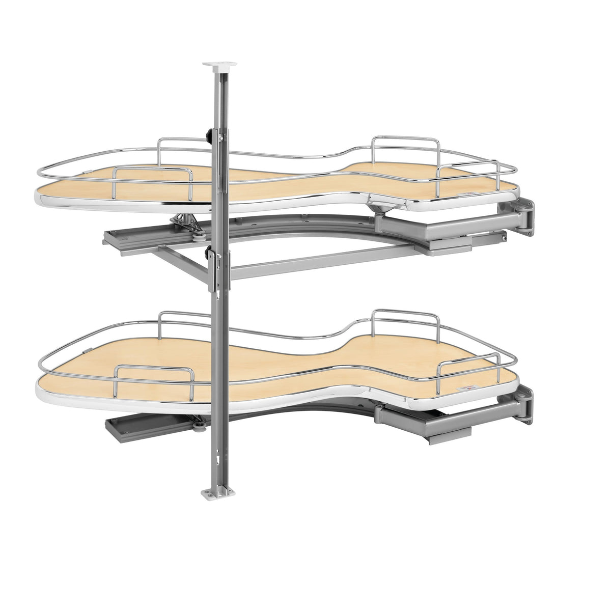 Maple Solid Bottom Chrome Wire Two-Tier "Cloud" Optimizer for 15" Right Opening/Blind Left Corner Cabinets
