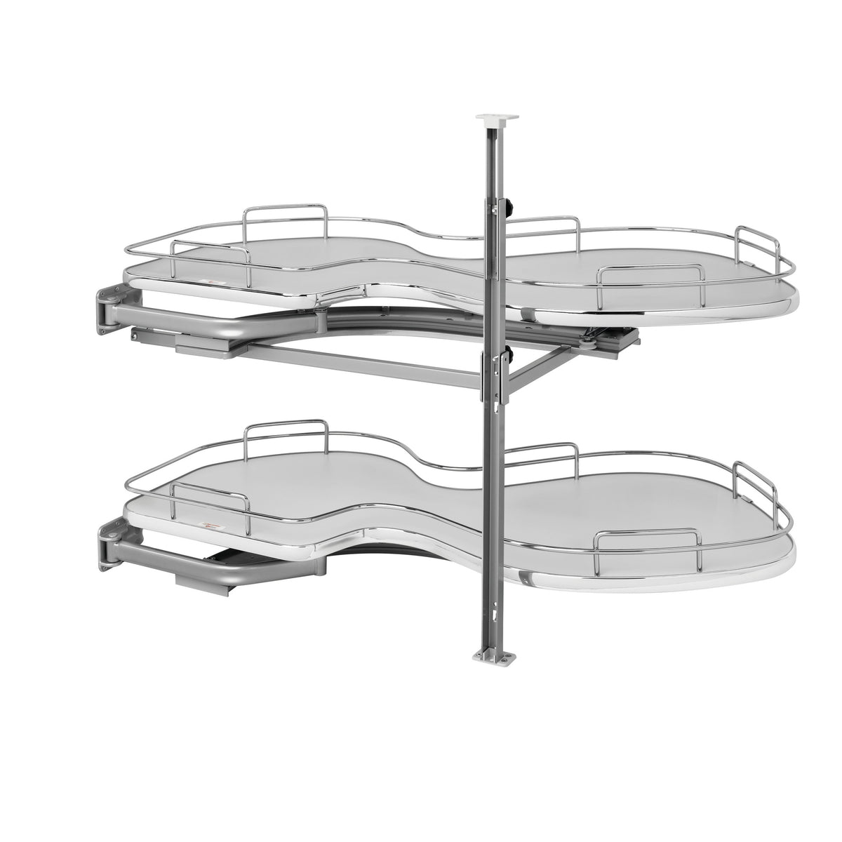 Gray Solid Bottom Chrome Wire Two-Tier "Cloud" Optimizer for 18" Left Opening/Blind Right Corner Cabinets
