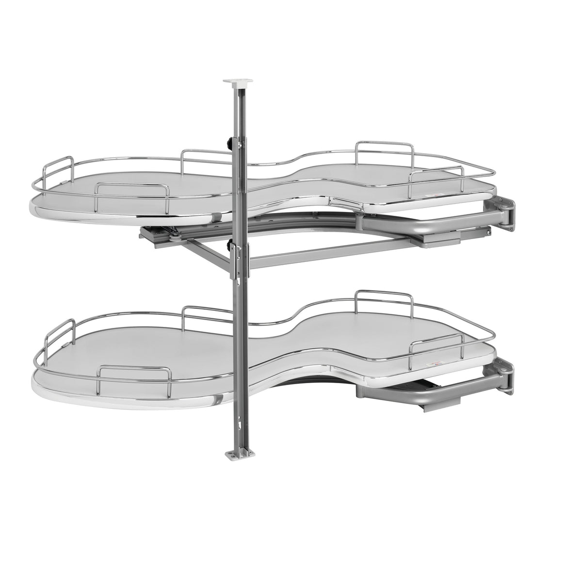 Gray Solid Bottom Chrome Wire Two-Tier "Cloud" Optimizer for 18" Right Opening/Blind Left Corner Cabinets