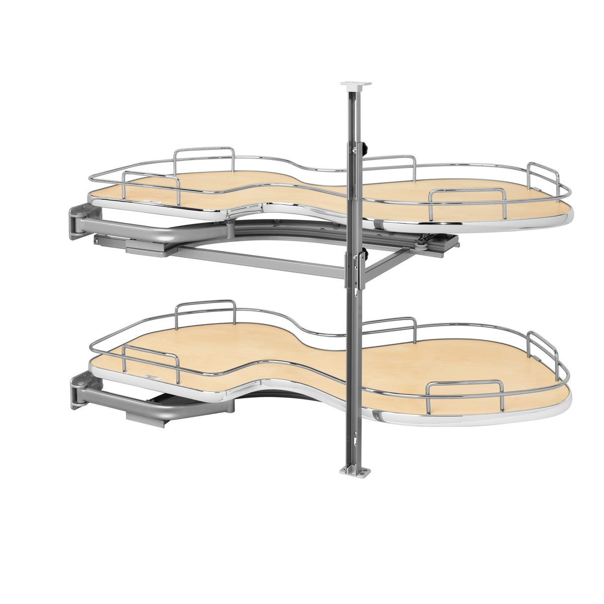Maple Solid Bottom Chrome Wire Two-Tier "Cloud" Optimizer for 18" Left Opening/Blind Right Corner Cabinets