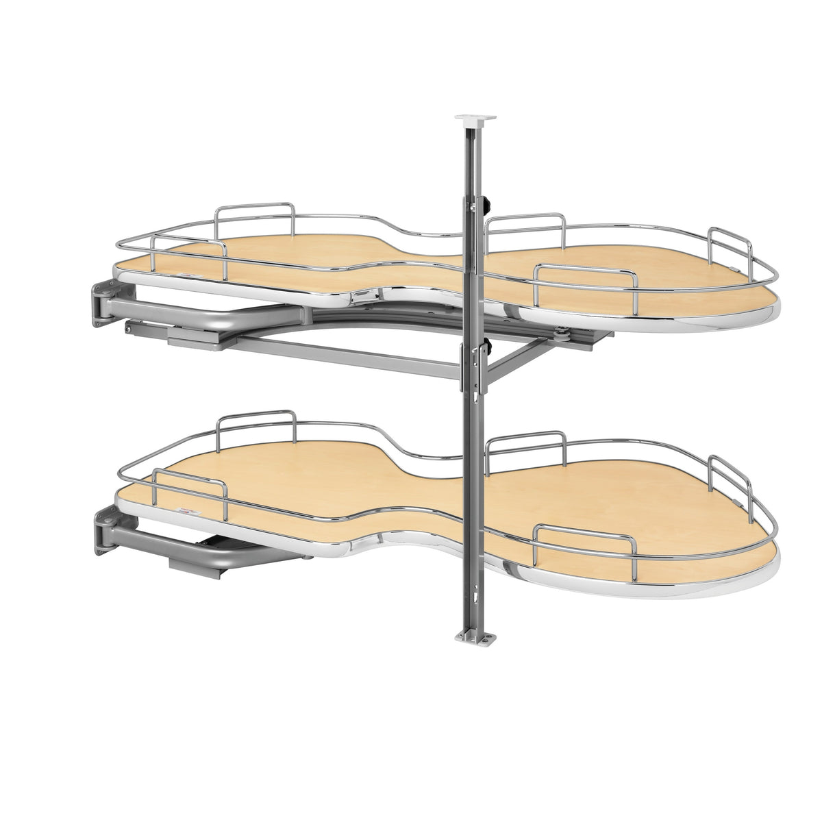 Maple Solid Bottom Chrome Wire Two-Tier "Cloud" Optimizer for 21" Left Opening/Blind Right Corner Cabinets