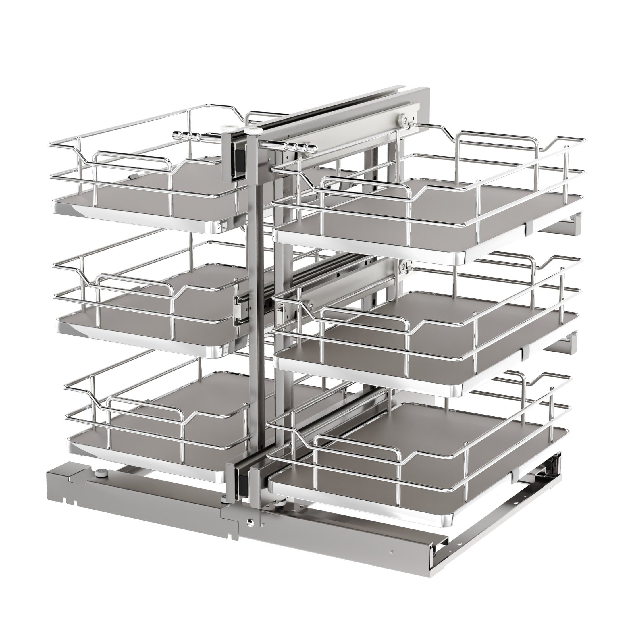 Gray Three-Tier Elite Optimizer w/ Soft-Close for 15" Blind Corner Cabinet Openings
