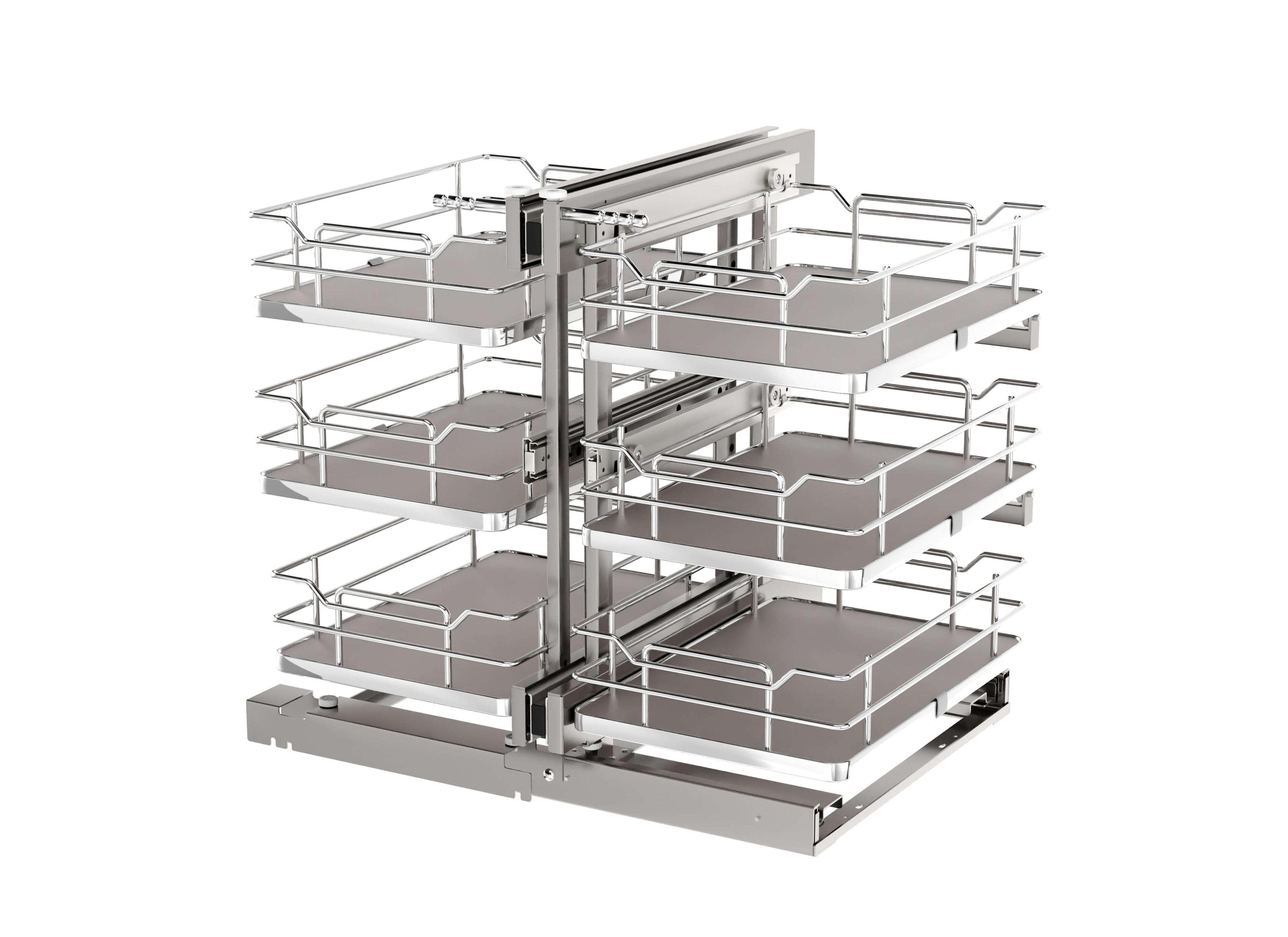 Gray Three-Tier Elite Optimizer w/ Soft-Close for 15" Blind Corner Cabinet Openings