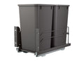 Double Orion Gray 27 Qt. Steel Bottom Mount Pullout Waste Container w/ Soft-Close for 15" Base Cabinets