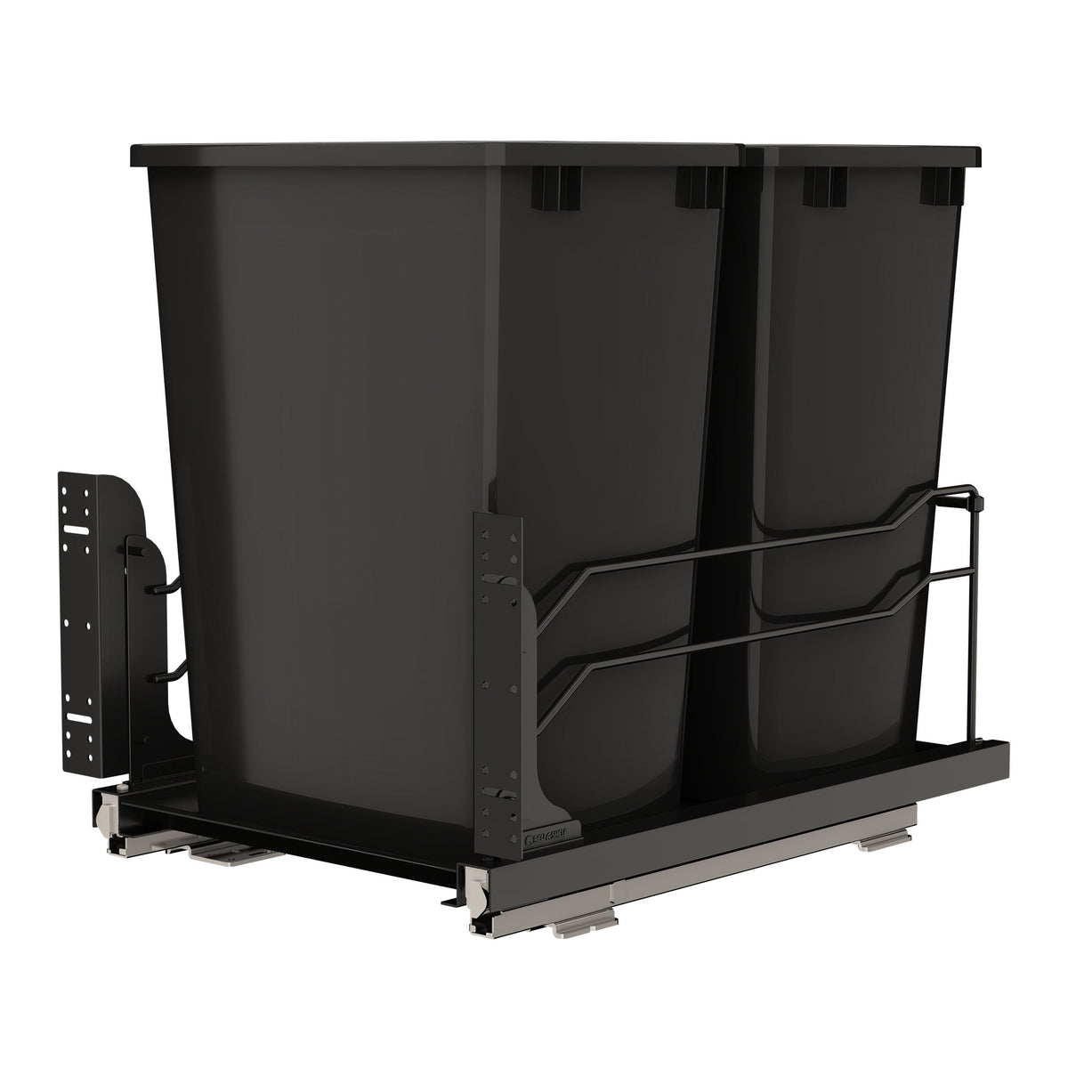 Double Black 35 Qt. Steel Bottom Mount Pullout Waste Container w/ Soft-Close for 18" Base Cabinets