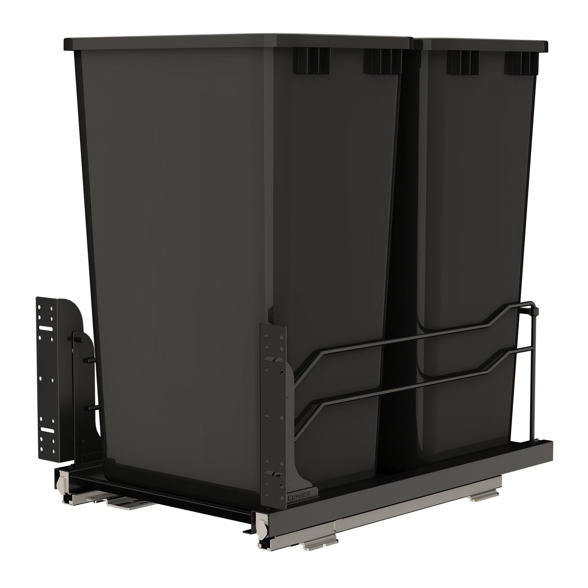 Double Black 50 Qt. Steel Bottom Mount Pullout Waste Container w/ Soft-Close for 18" Full-Height Base Cabinets