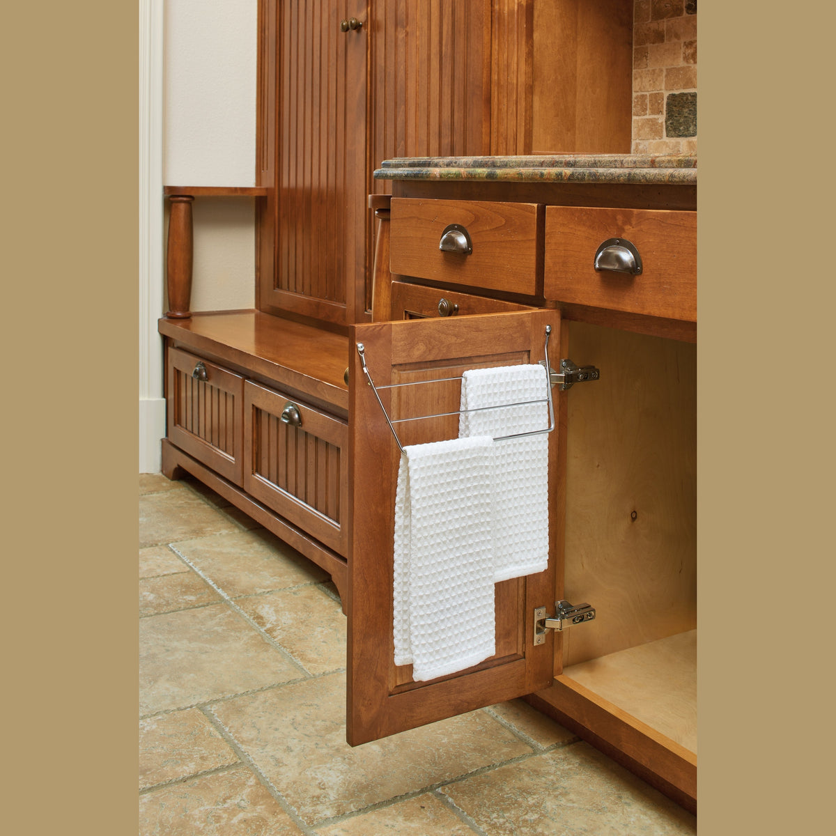 REV-A-SHELF 563 Series Undersink 3-Prong Door-Mount Dish Towel Bar