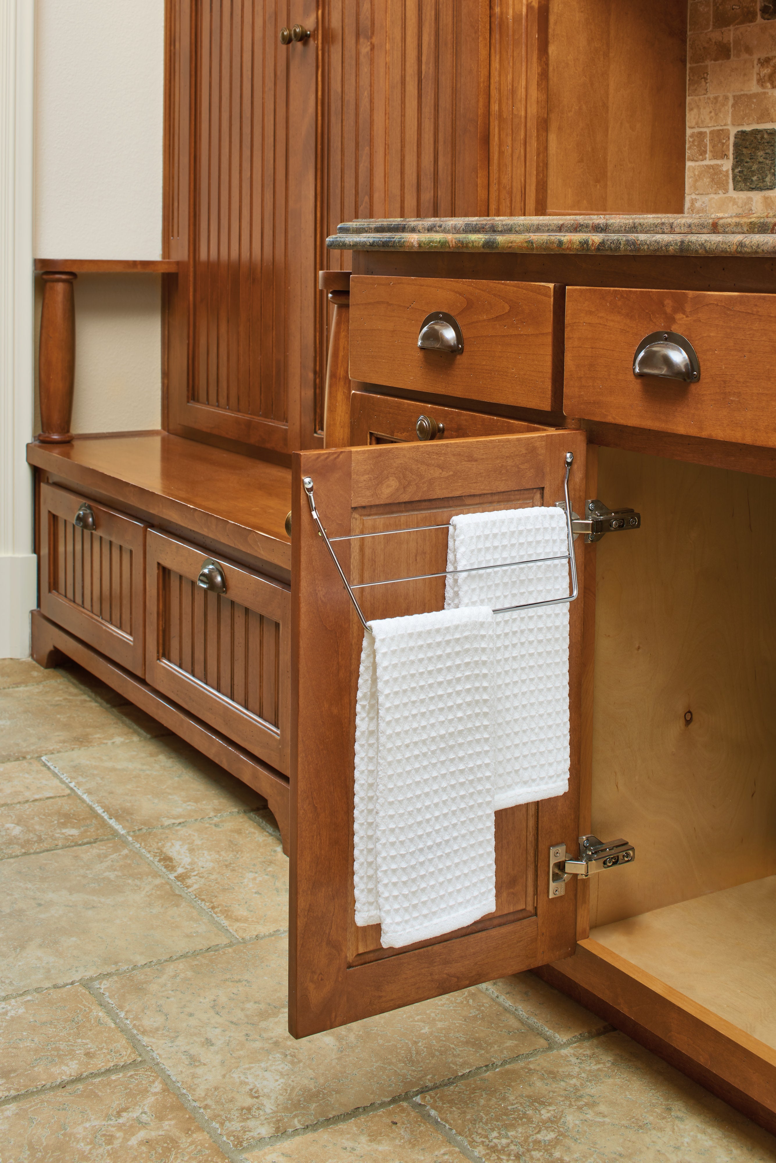 563 Series Undersink 3-Prong Door-Mount Dish Towel Bar
