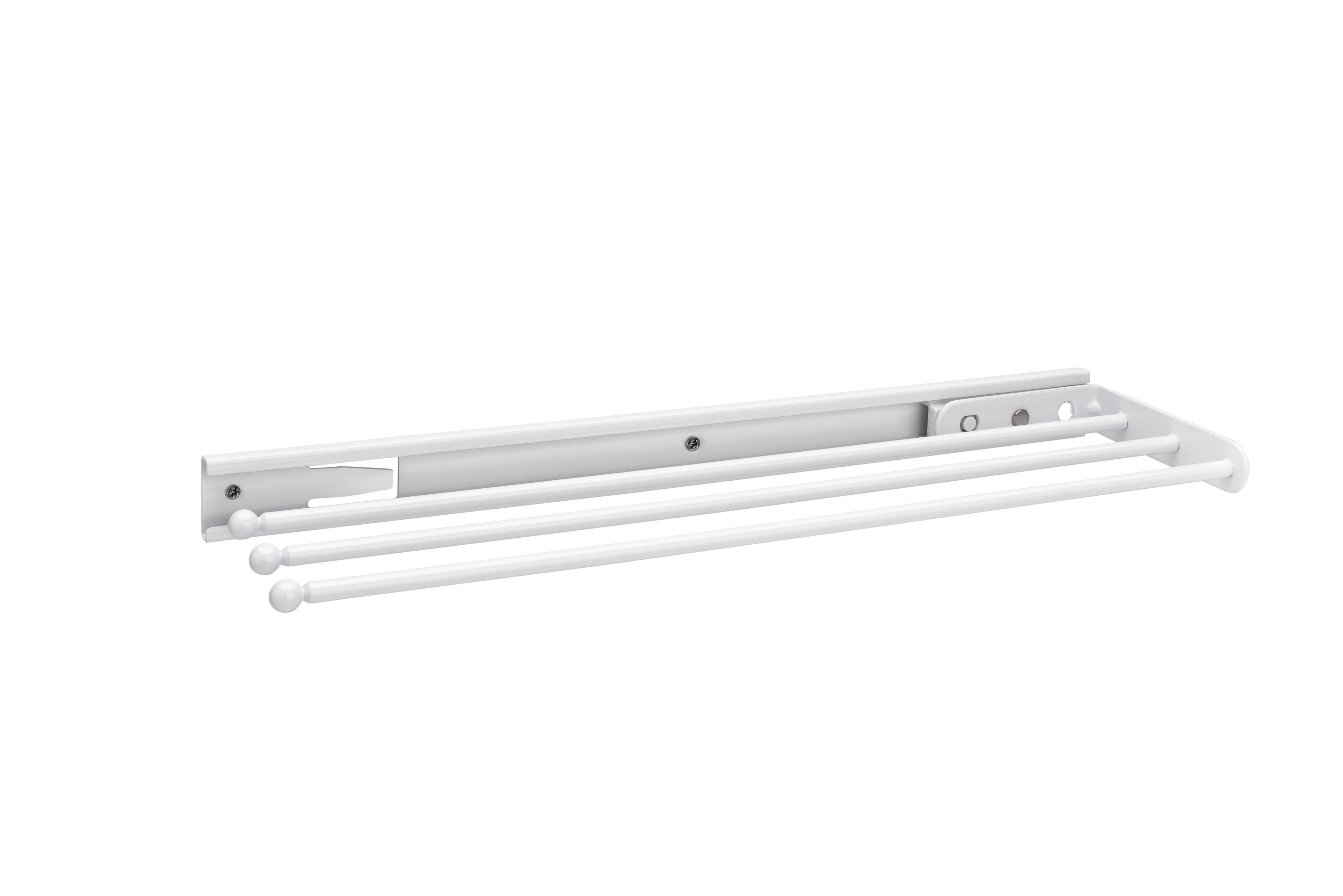 White Undersink 3-Prong Pullout Dish Towel Bar