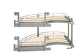 Maple Solid Bottom Chrome Wire Two-Tier "Curve" Optimizer for 18" Left Opening/Blind Right Corner Cabinets