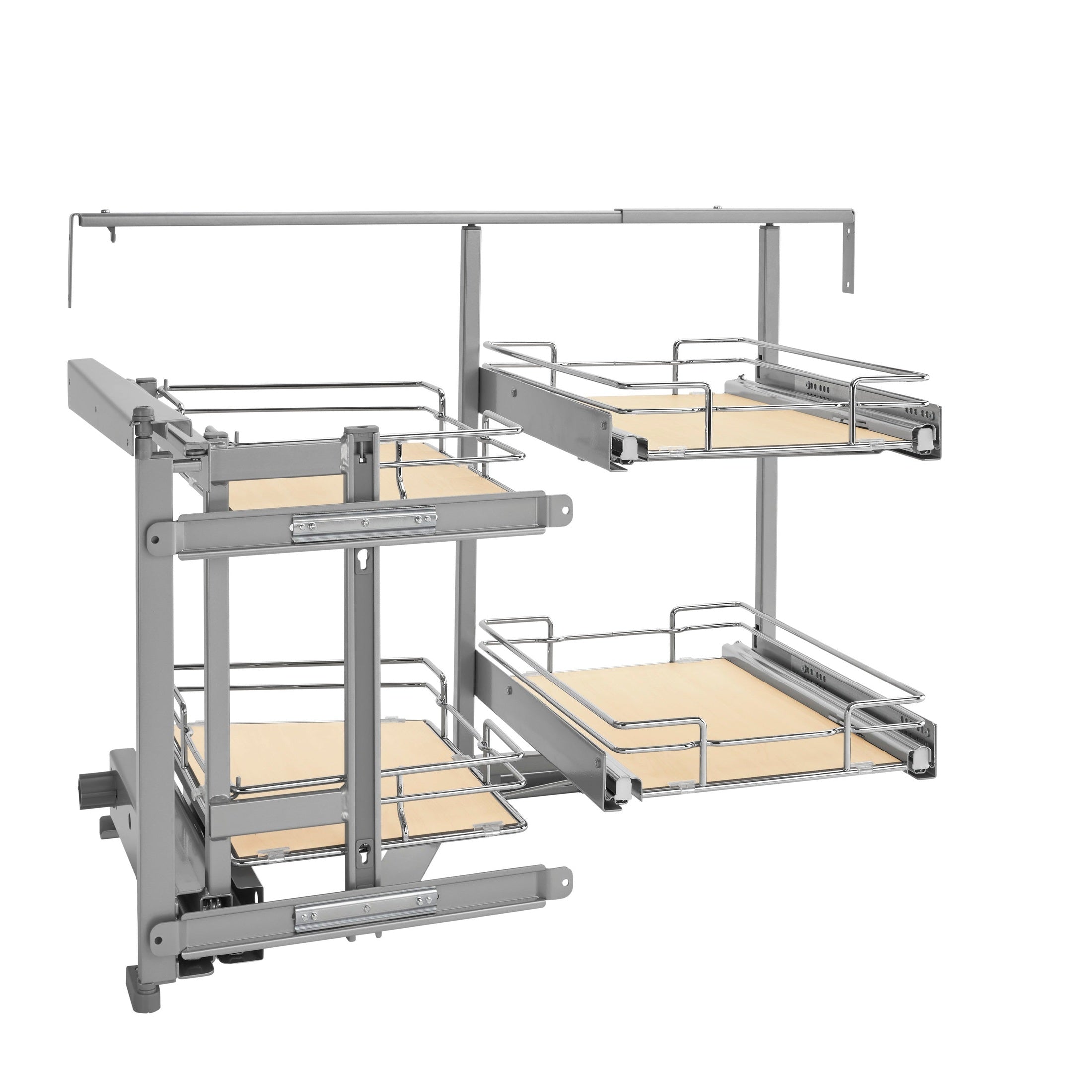 Maple Solid Bottom Chrome Wire Two-Tier Door-Mount Optimizer for 18" Left Opening/Blind Right Corner cabinets
