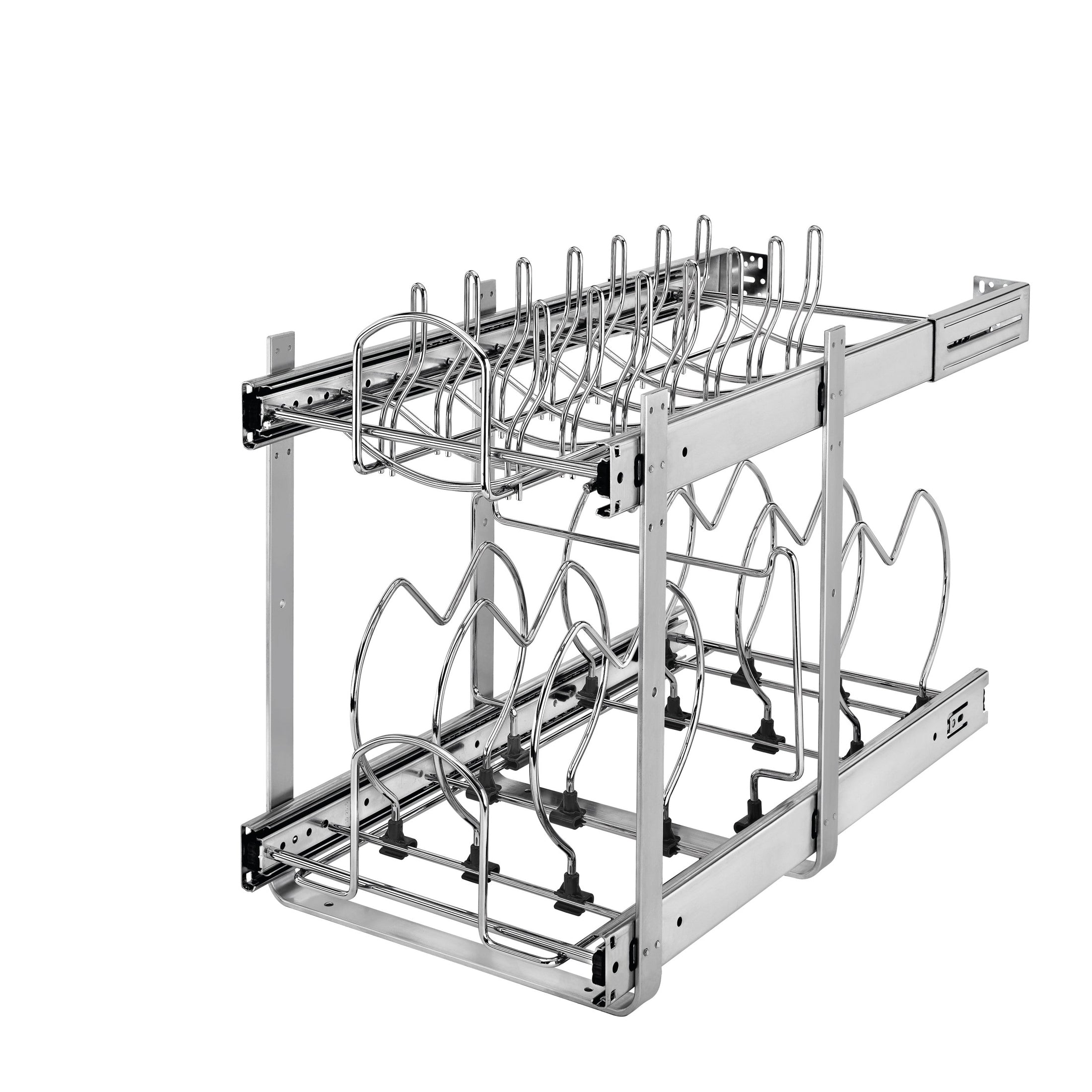 12 in. Pullout Two-Tier Base Cabinet Cookware Organizer