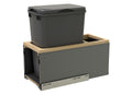LEGRABOX Single 32 Qt. Orion Gray/Maple Pullout Waste Container w/ BLUM Soft-Close for 12" Frameless Base Cabinets