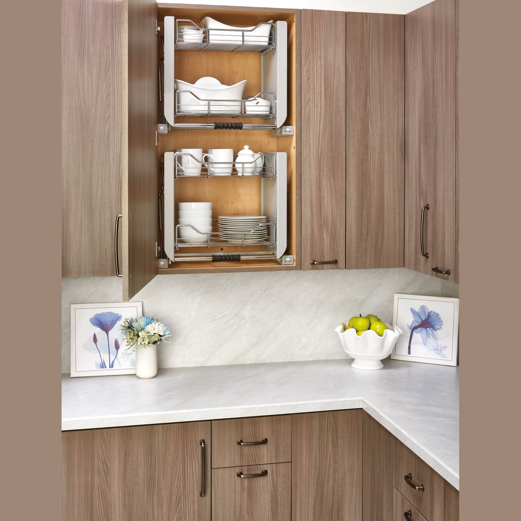 Small Wall Cabinet Pull-Down Shelving System